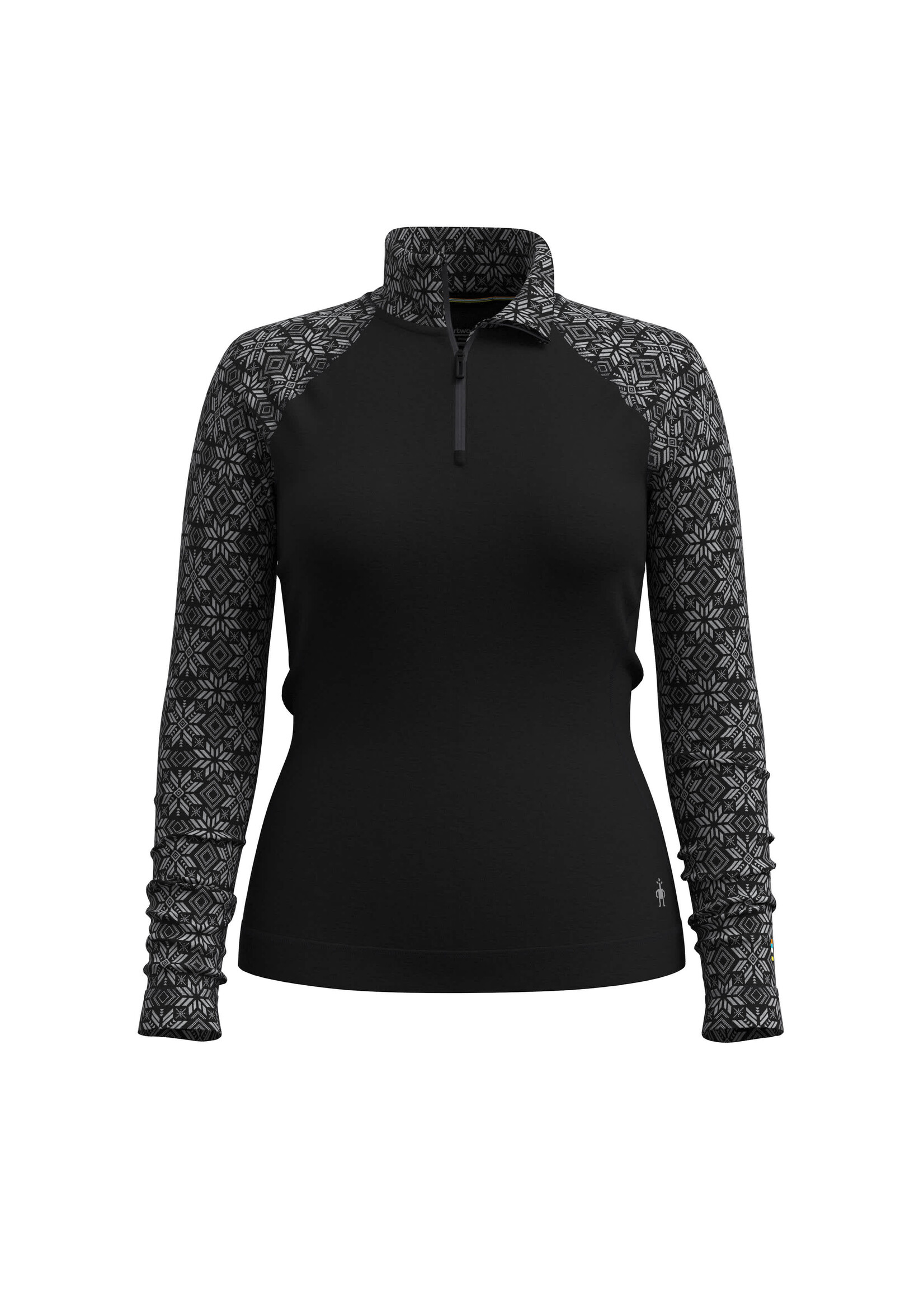 SMARTWOOL Chandail couche de base en mérinos avec fermeture éclair 1/4 pour femme-FLOCON NOIR DIGITAL