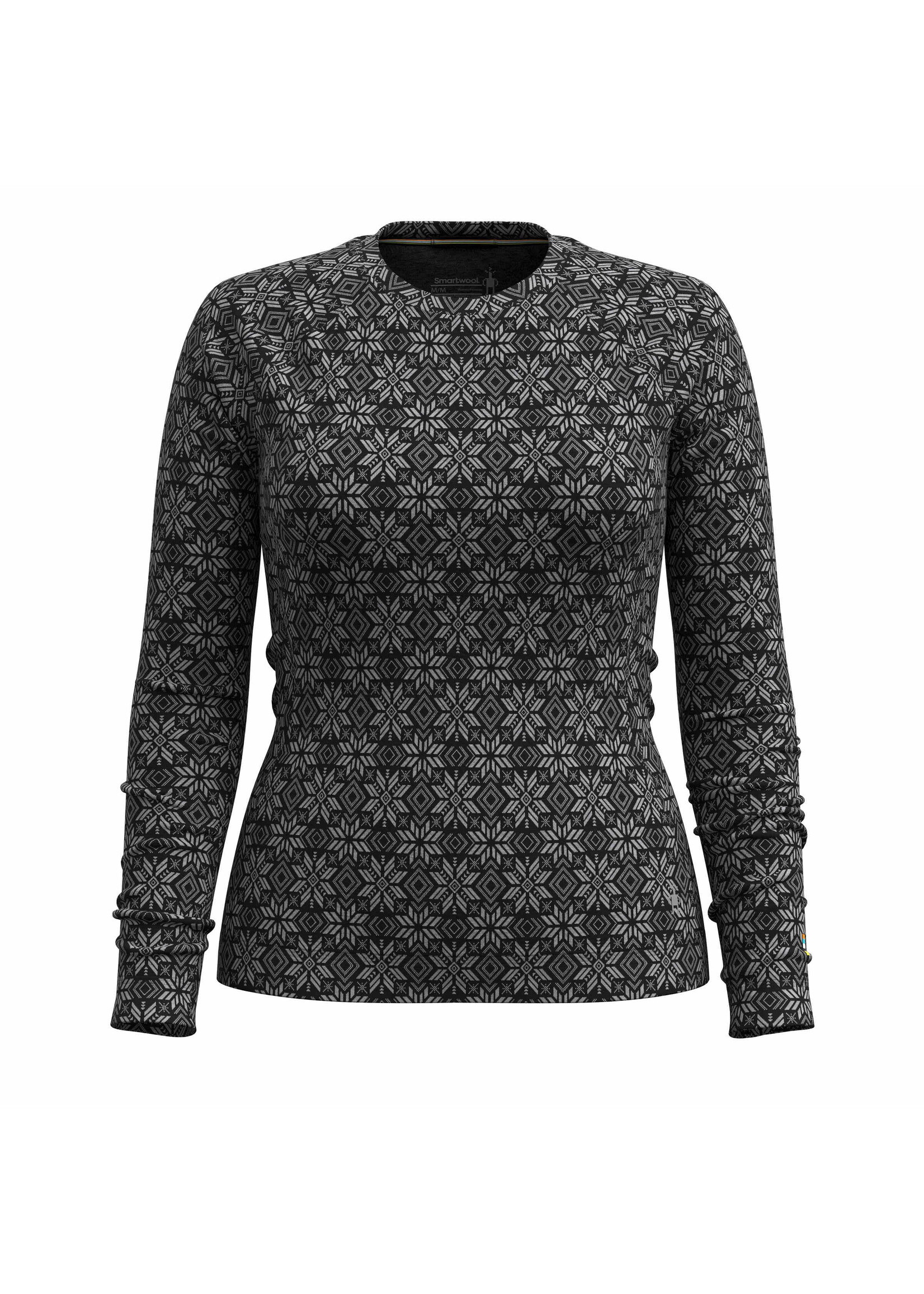 SMARTWOOL Chandail couche de base en mérinos avec col rond pour femme-FLOCON NOIR DIGITAL