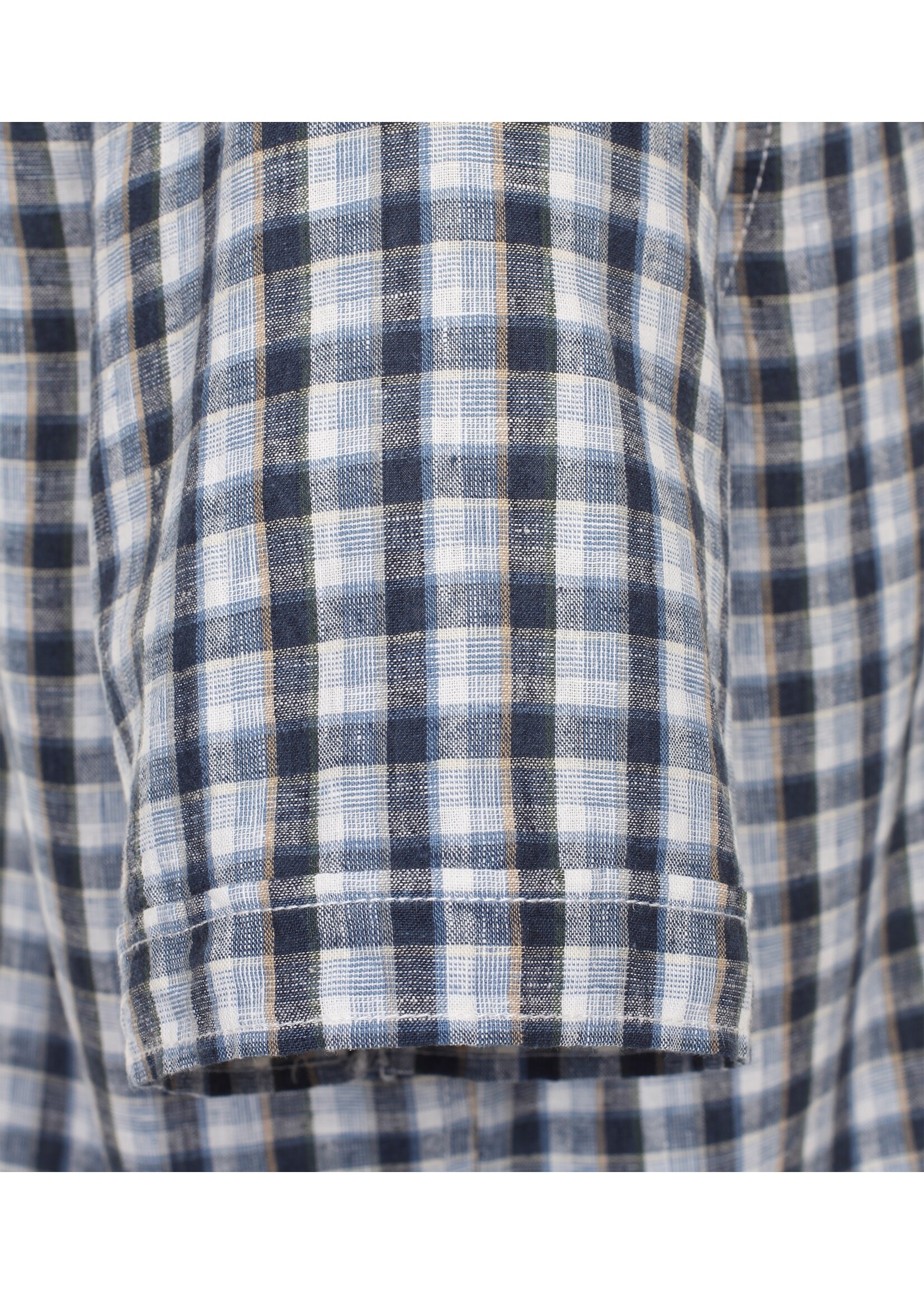 CASA MODA Chemise en mélange de lin à carreaux col boutonné-Bleu