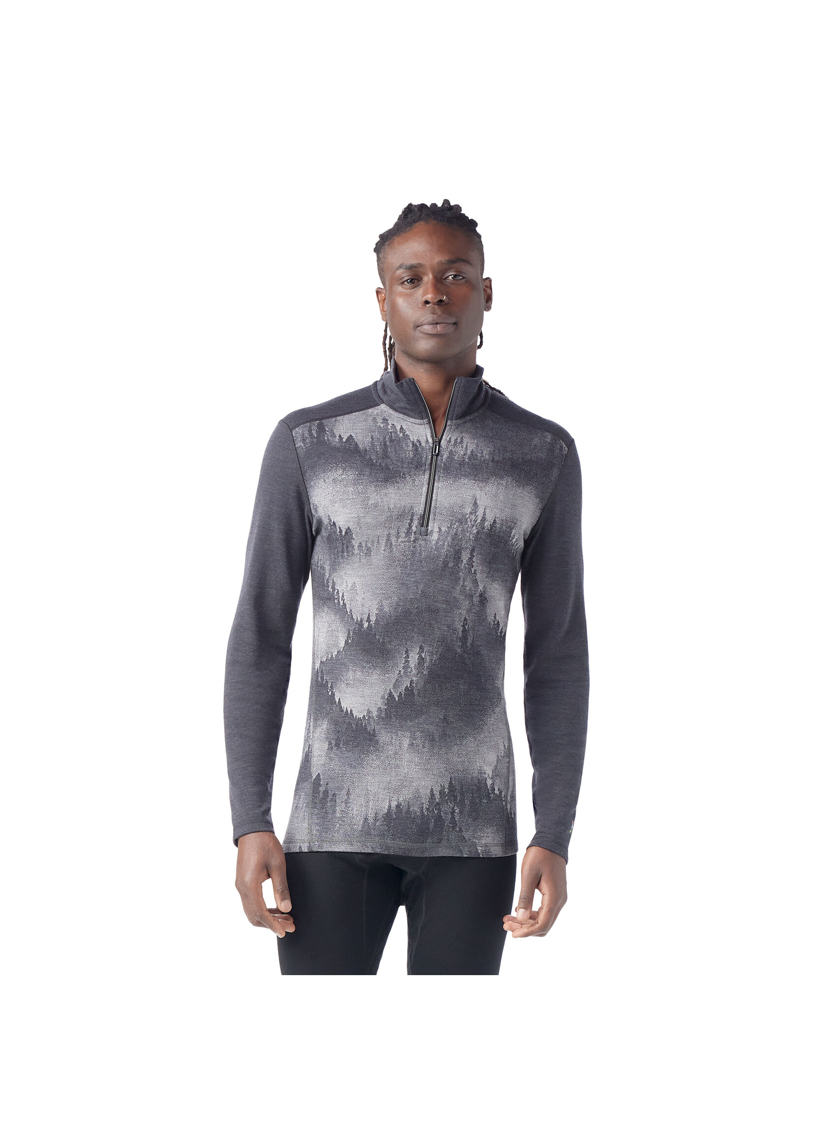 SMARTWOOL Chandail couche de base en mérinos à demi-glissière pour homme-PIN BRUMEUX CHARBON