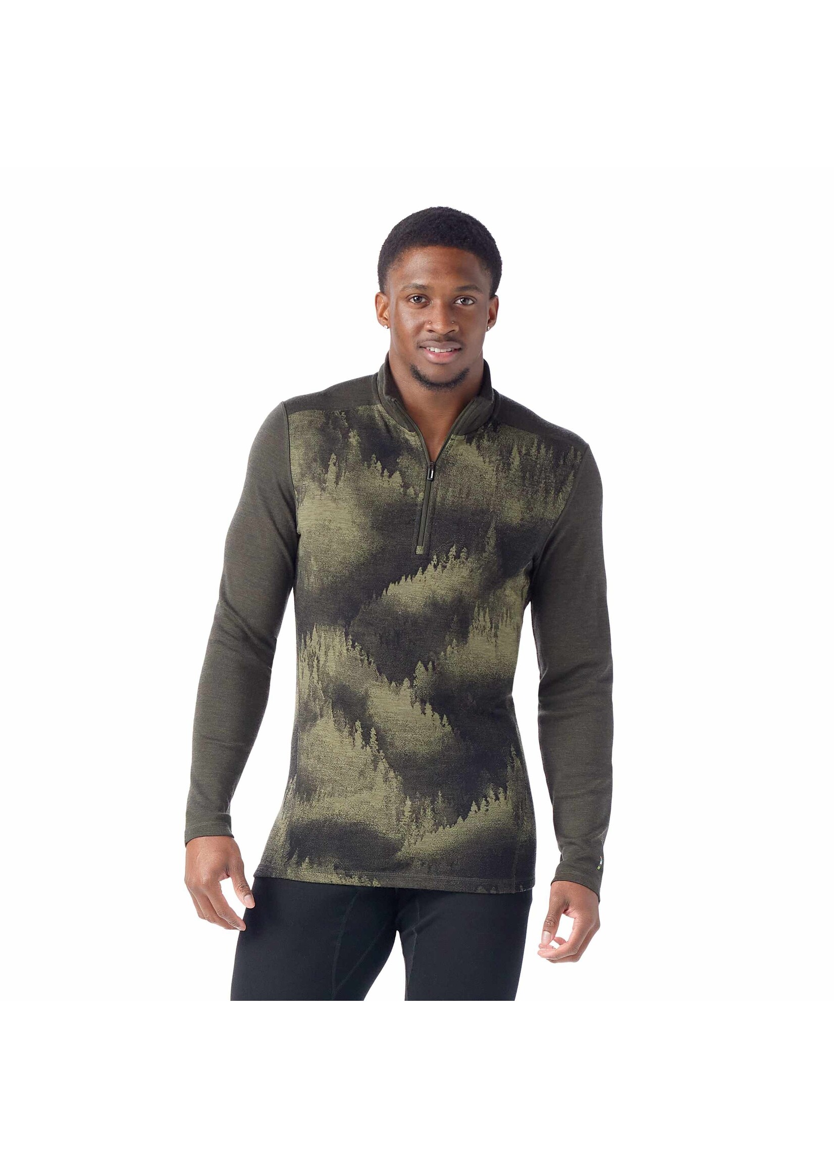 SMARTWOOL Chandail couche de base en mérinos à demi-glissière pour homme-PIN BRUMEUX DES BOIS DU NORD