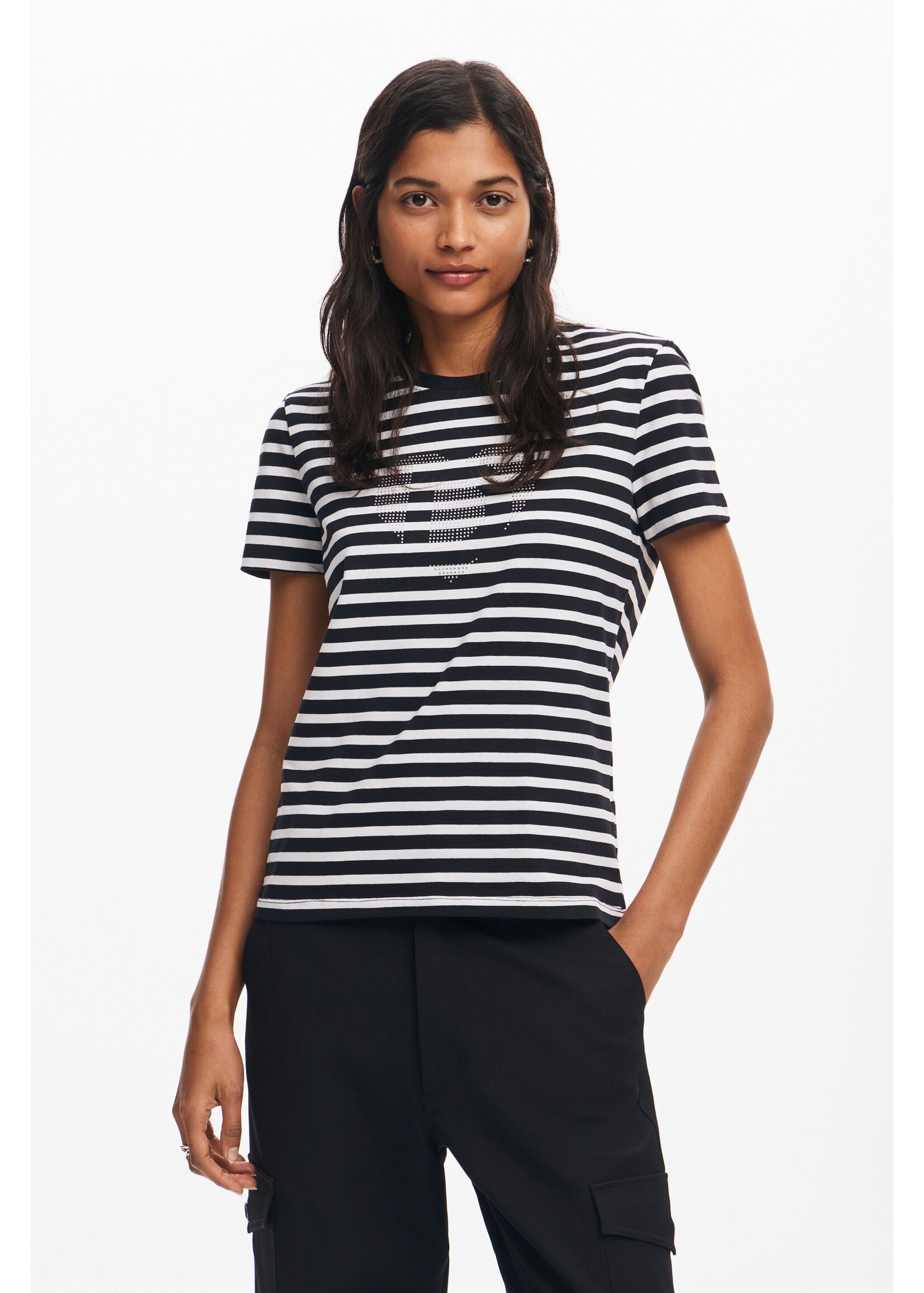 DESIGUAL Striped heart T-shirt
