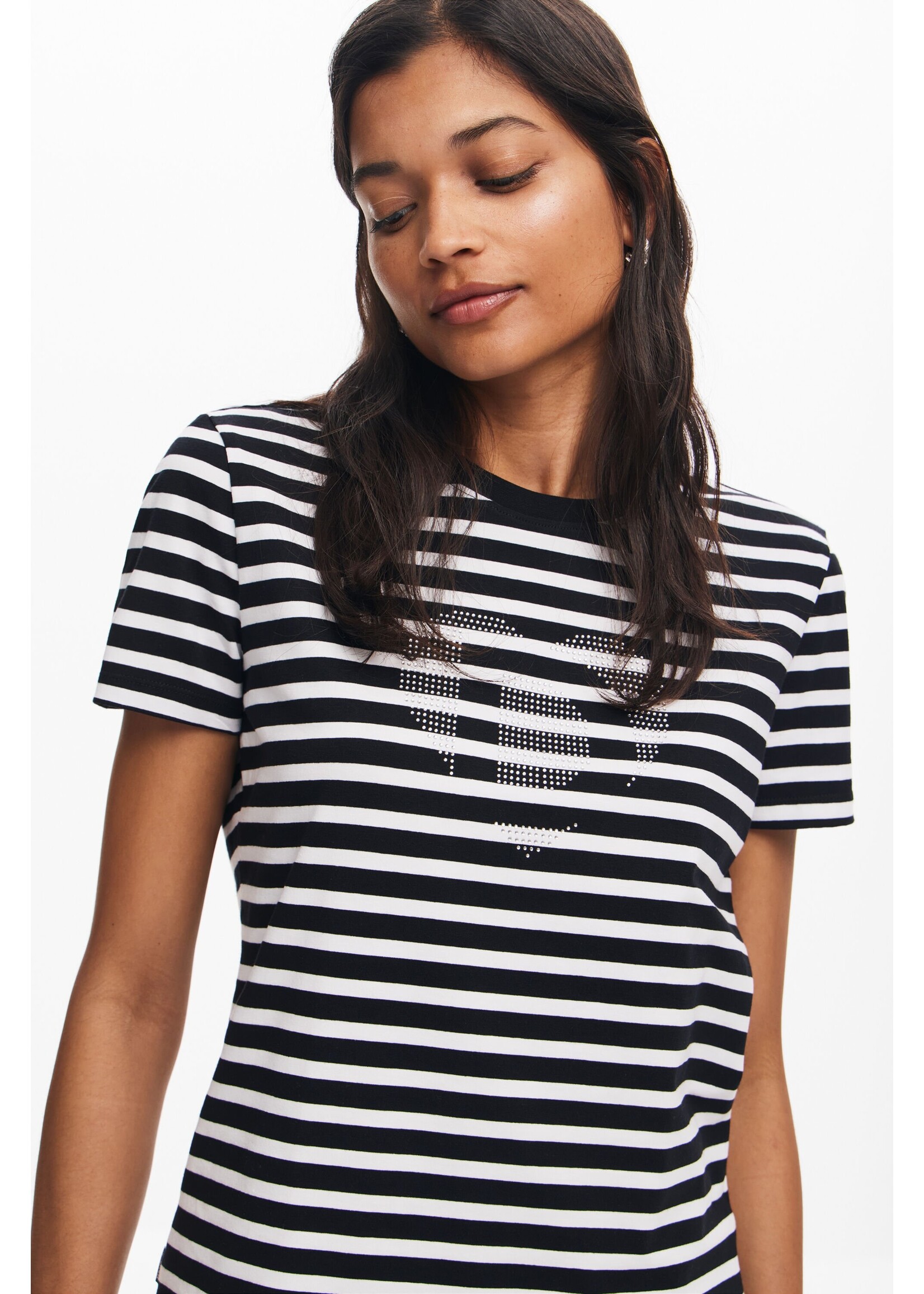 DESIGUAL Striped heart T-shirt