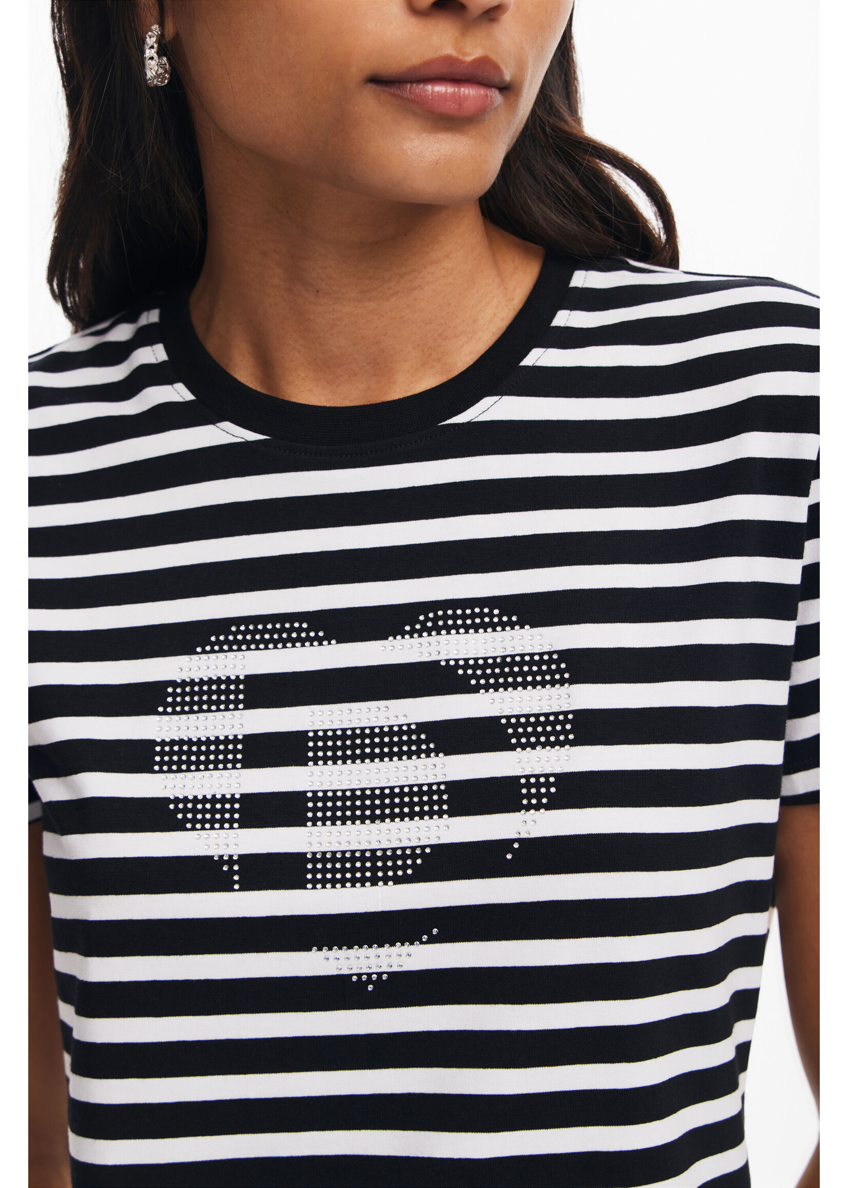 DESIGUAL Striped heart T-shirt