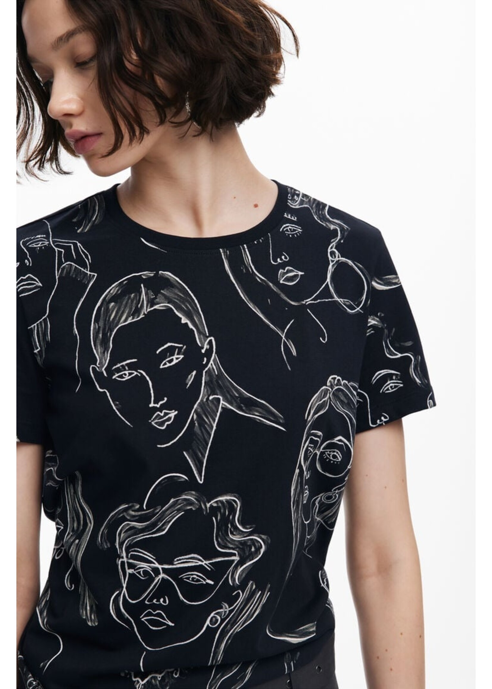 DESIGUAL T-shirt à manches courtes avec visages