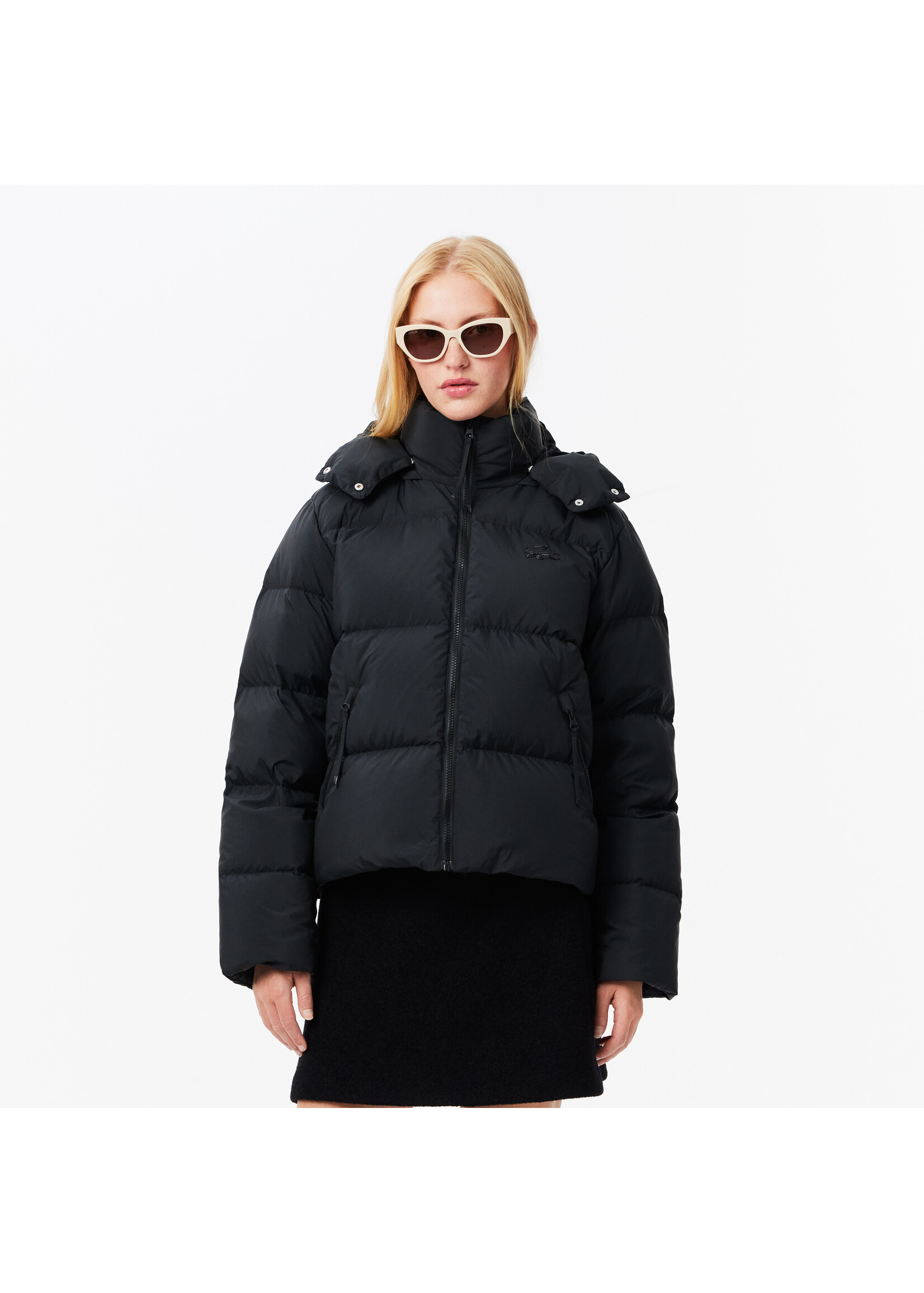 LACOSTE Doudoune à capuche coupe décontractée pour femme-Noir