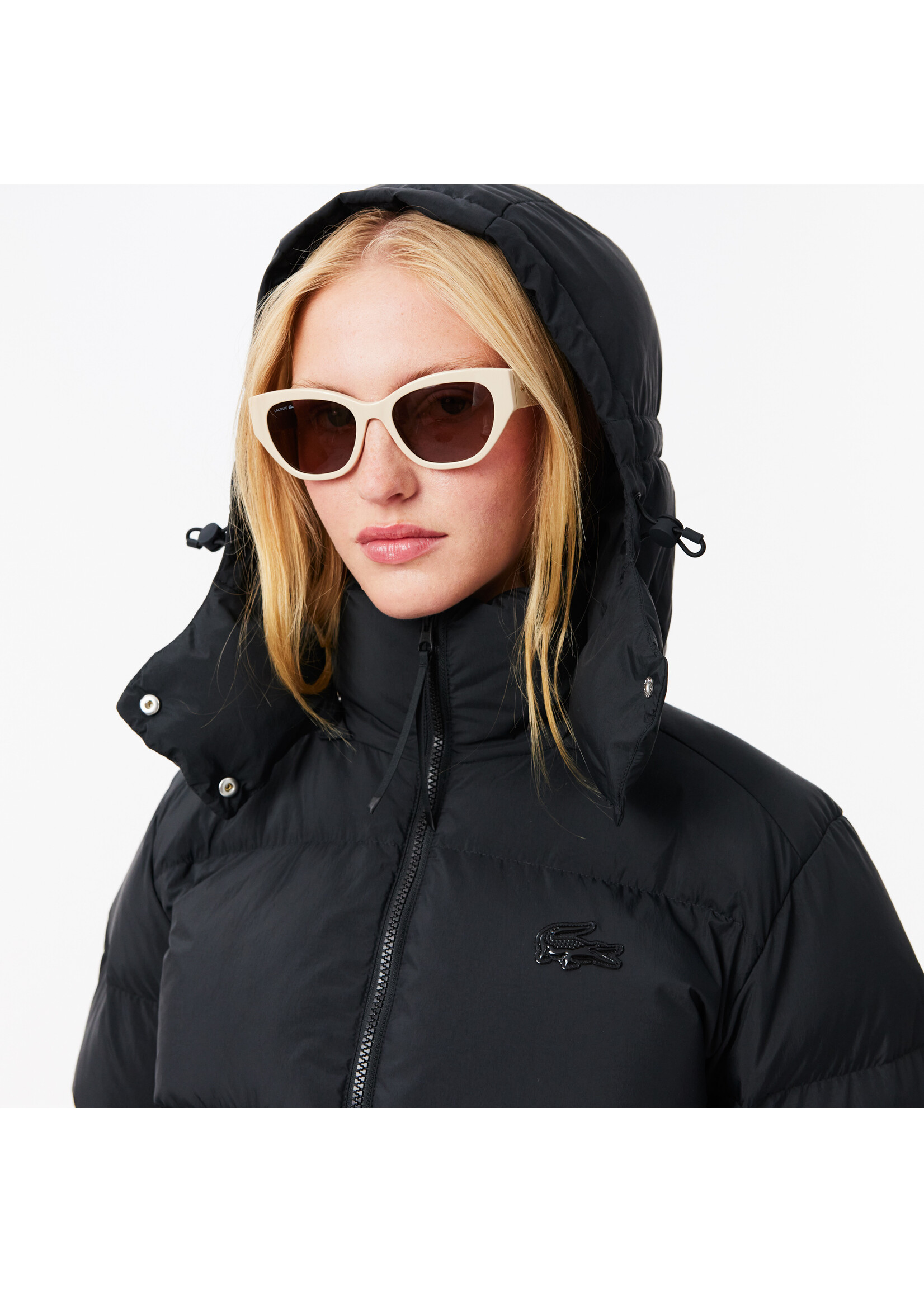 LACOSTE Doudoune à capuche coupe décontractée pour femme-Noir