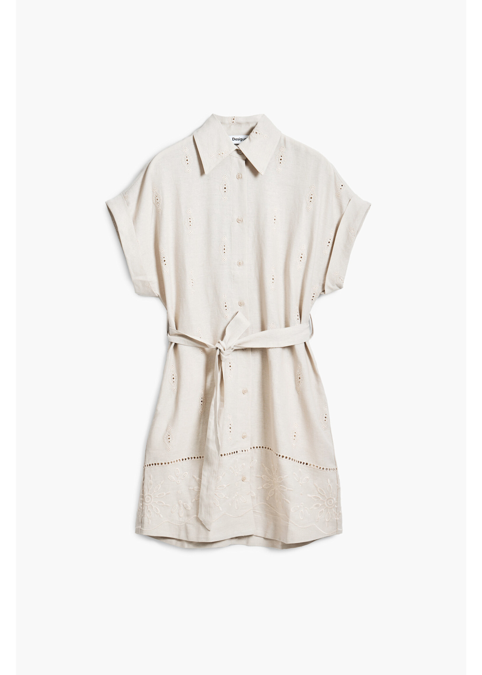 DESIGUAL Robe Desigual manches courtes mélange de lin - 2 couleurs disponibles