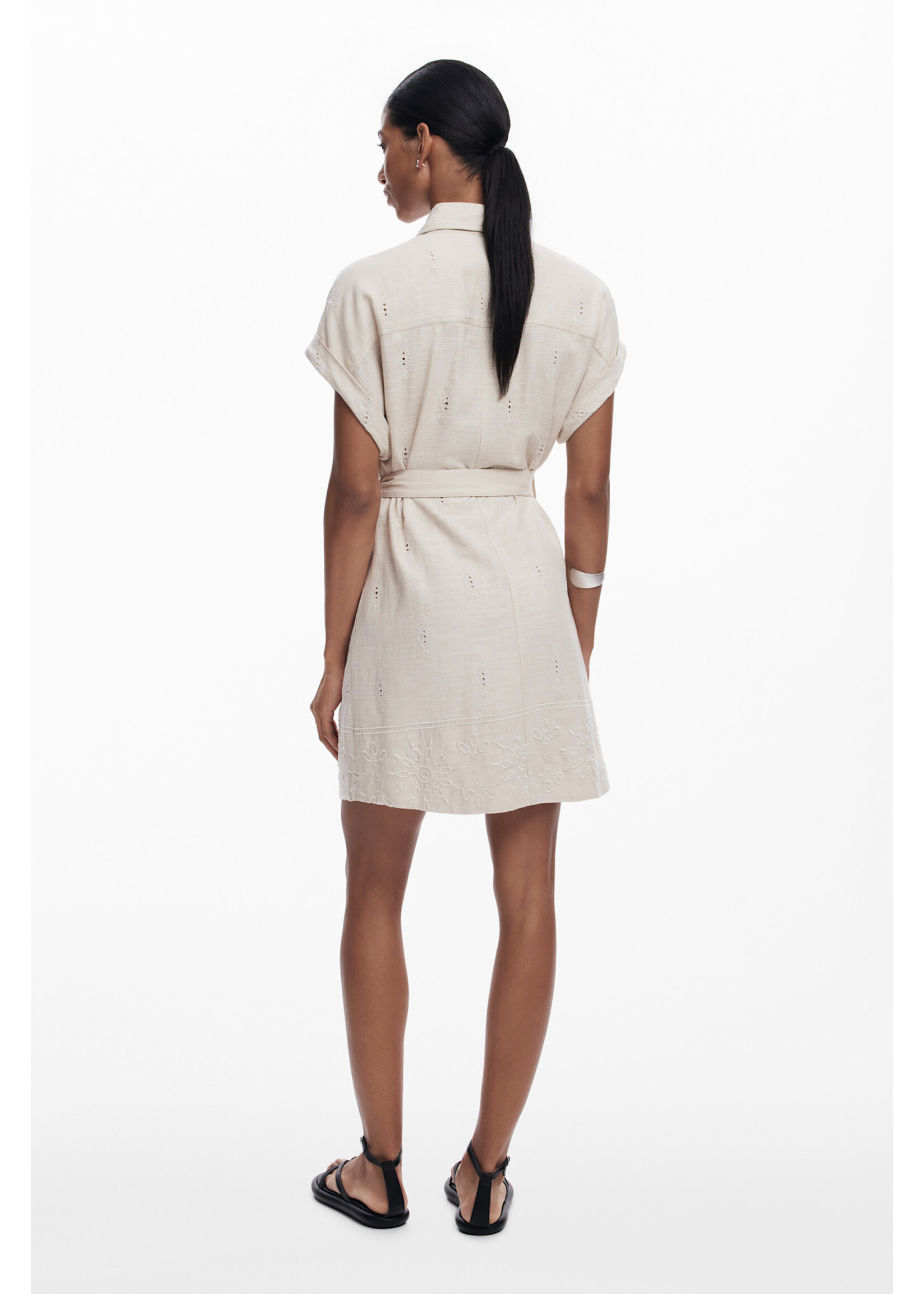 DESIGUAL Robe Desigual manches courtes mélange de lin - 2 couleurs disponibles
