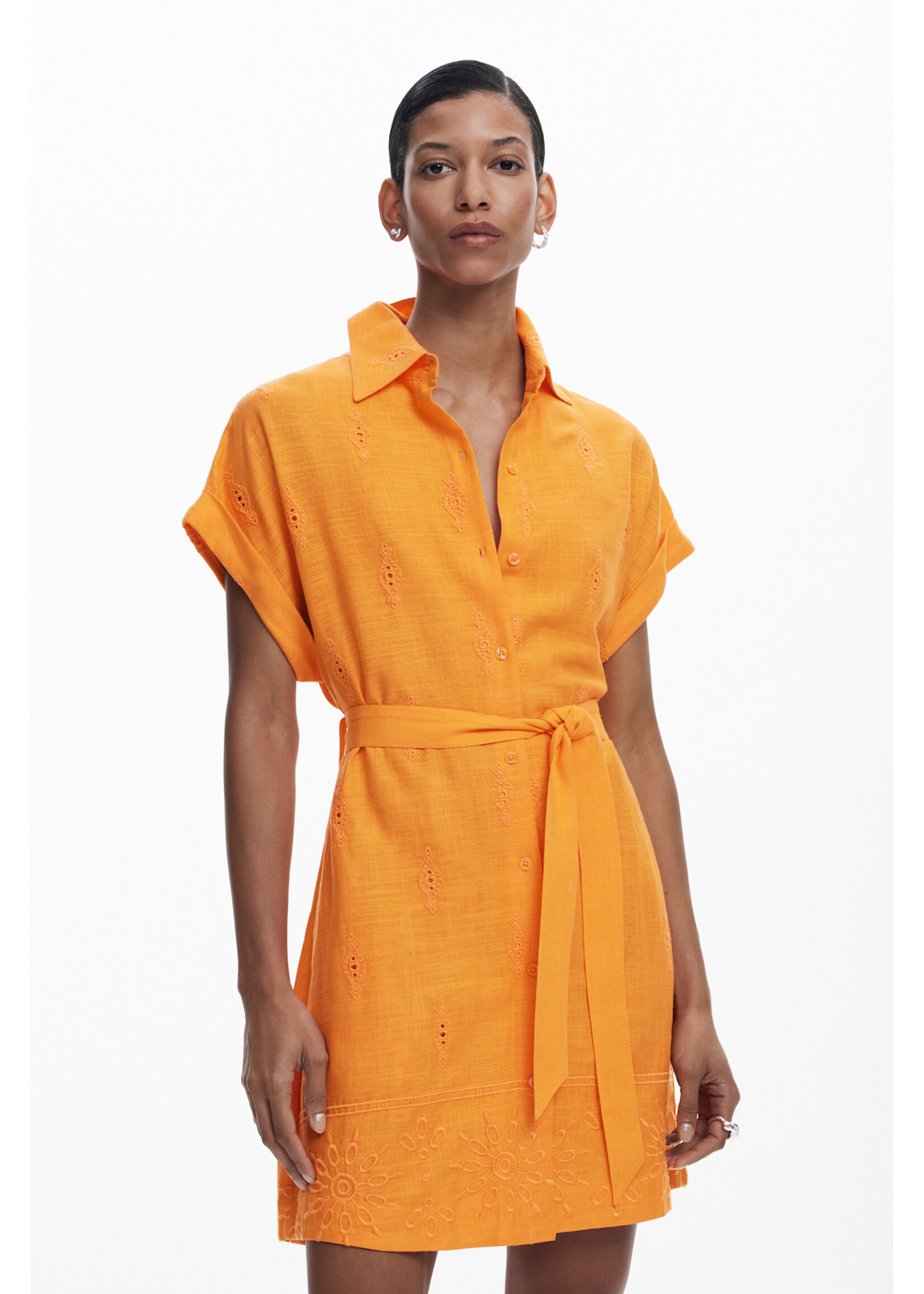 DESIGUAL Robe Desigual manches courtes mélange de lin - 2 couleurs disponibles