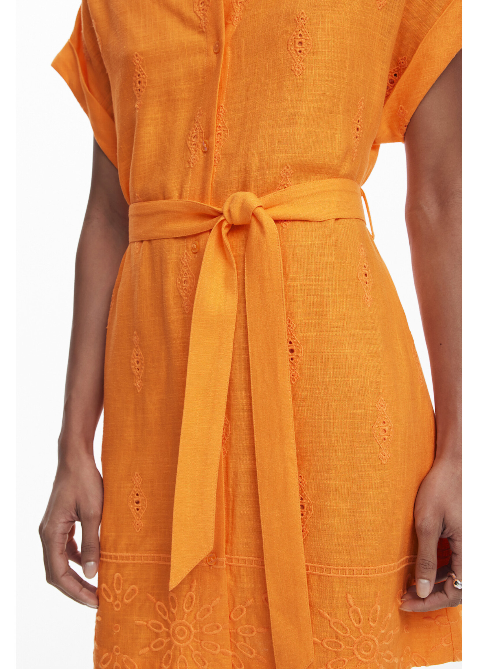 DESIGUAL Robe Desigual manches courtes mélange de lin - 2 couleurs disponibles