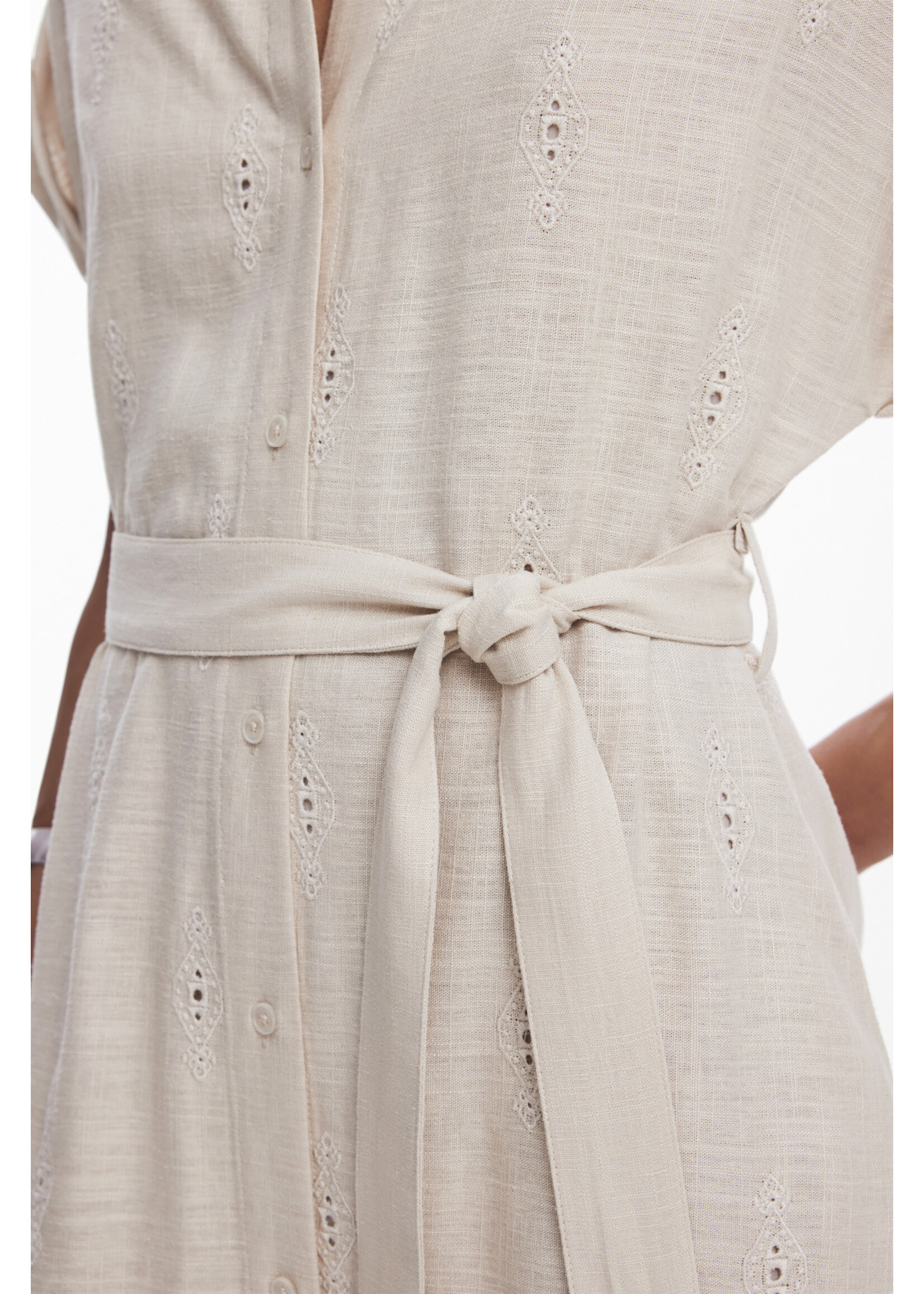 DESIGUAL Robe Desigual manches courtes mélange de lin - 2 couleurs disponibles