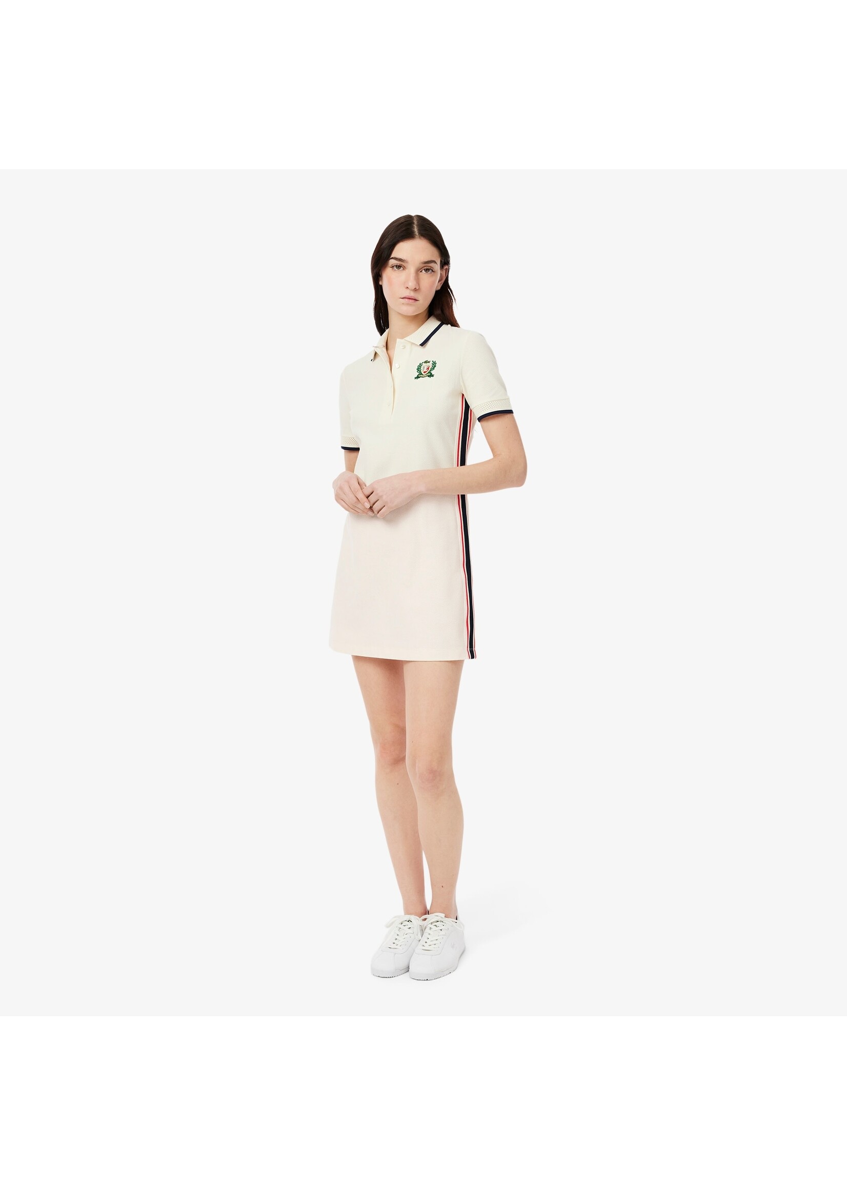 LACOSTE Robe polo avec badge vintage-Blanc écru