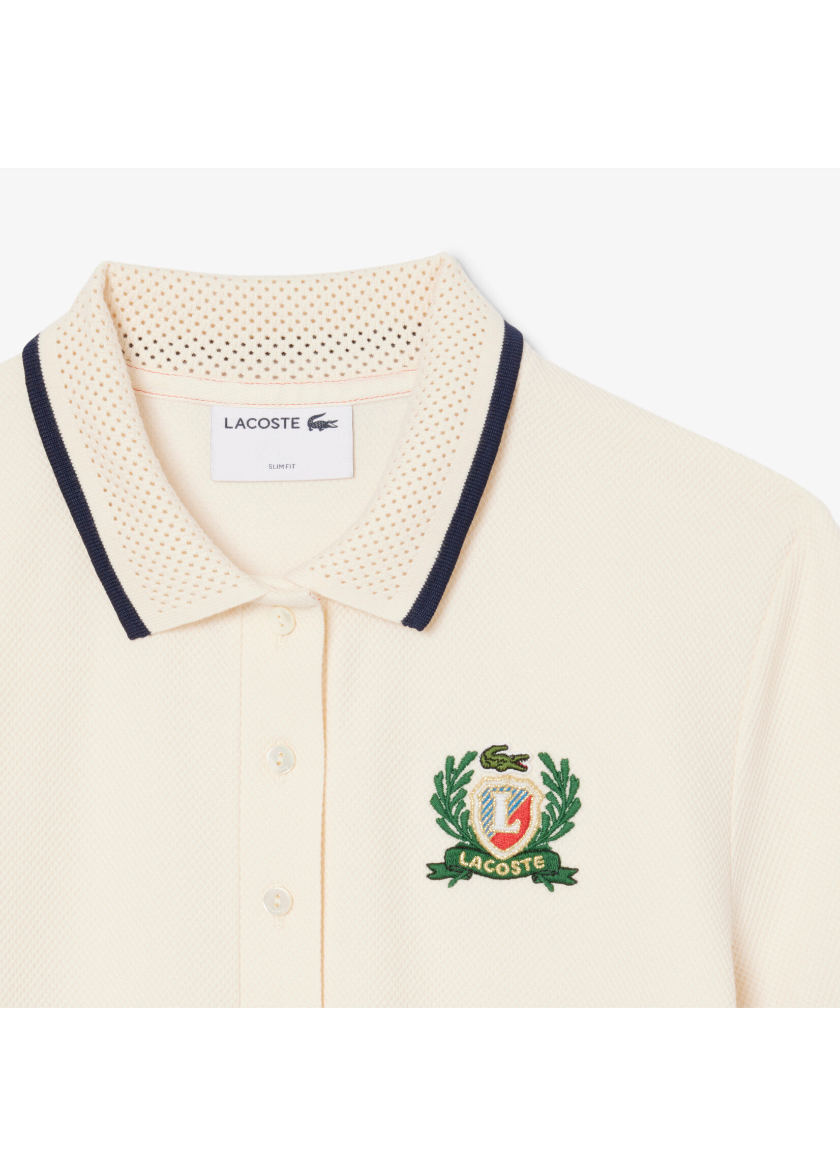 LACOSTE Robe polo avec badge vintage-Blanc écru