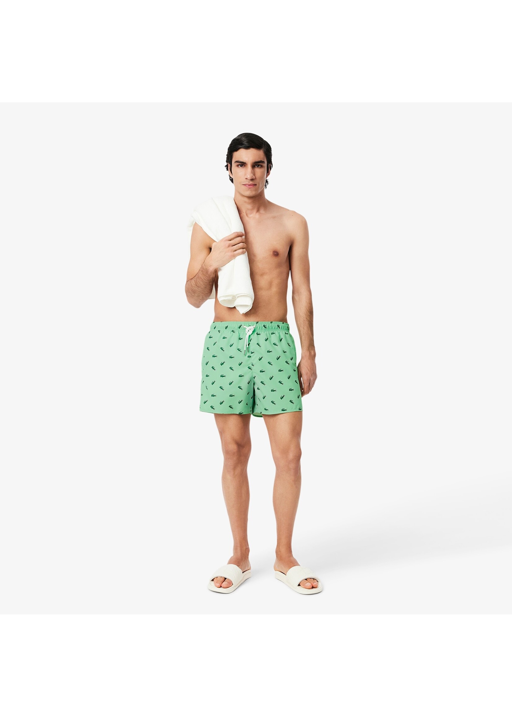 LACOSTE Men's Crocodile Print Swim Trunks