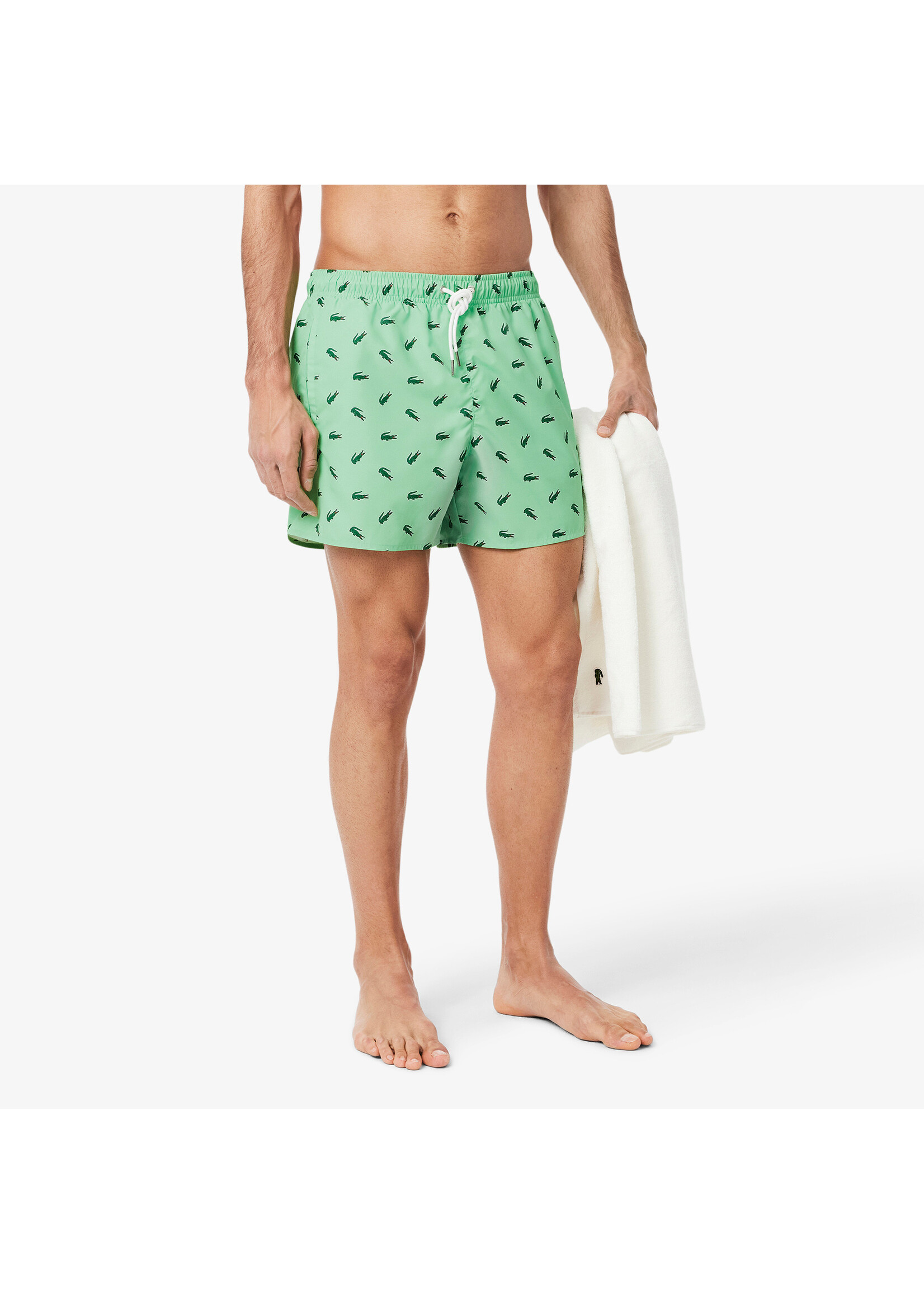 LACOSTE Men's Crocodile Print Swim Trunks