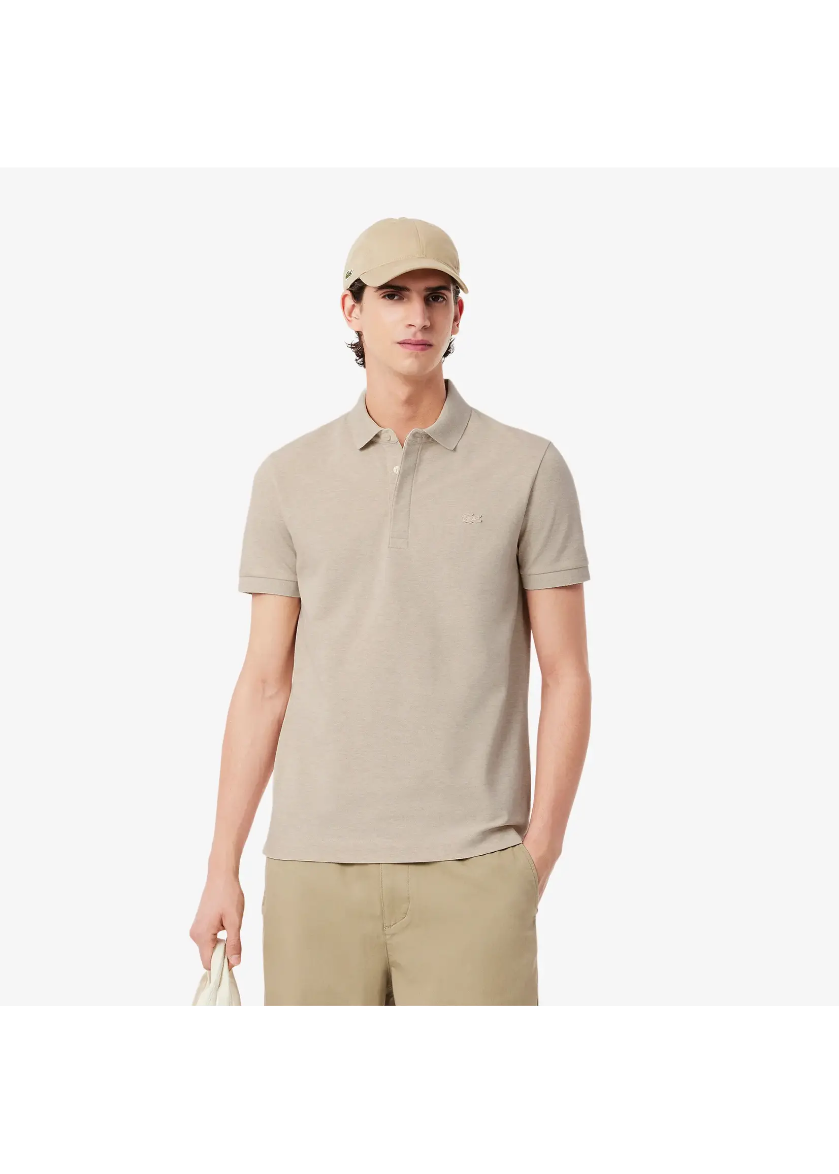 LACOSTE Polo Smart Paris en piqué de coton stretch pour homme-Beige Clair Chiné