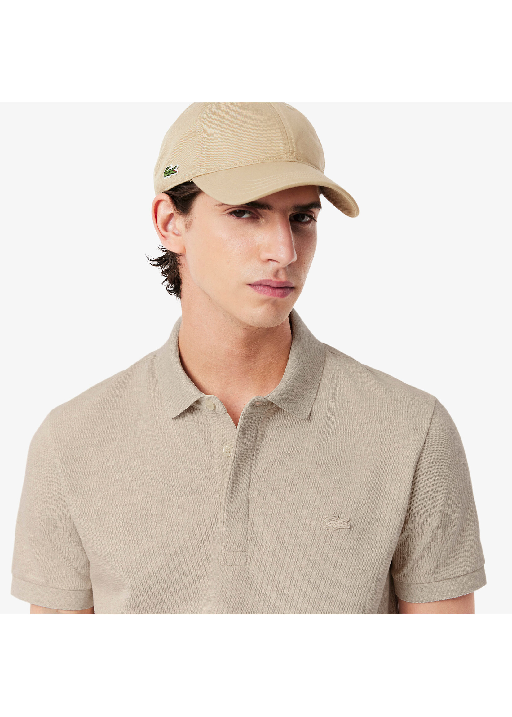 LACOSTE Polo Smart Paris en piqué de coton stretch pour homme-Beige Clair Chiné