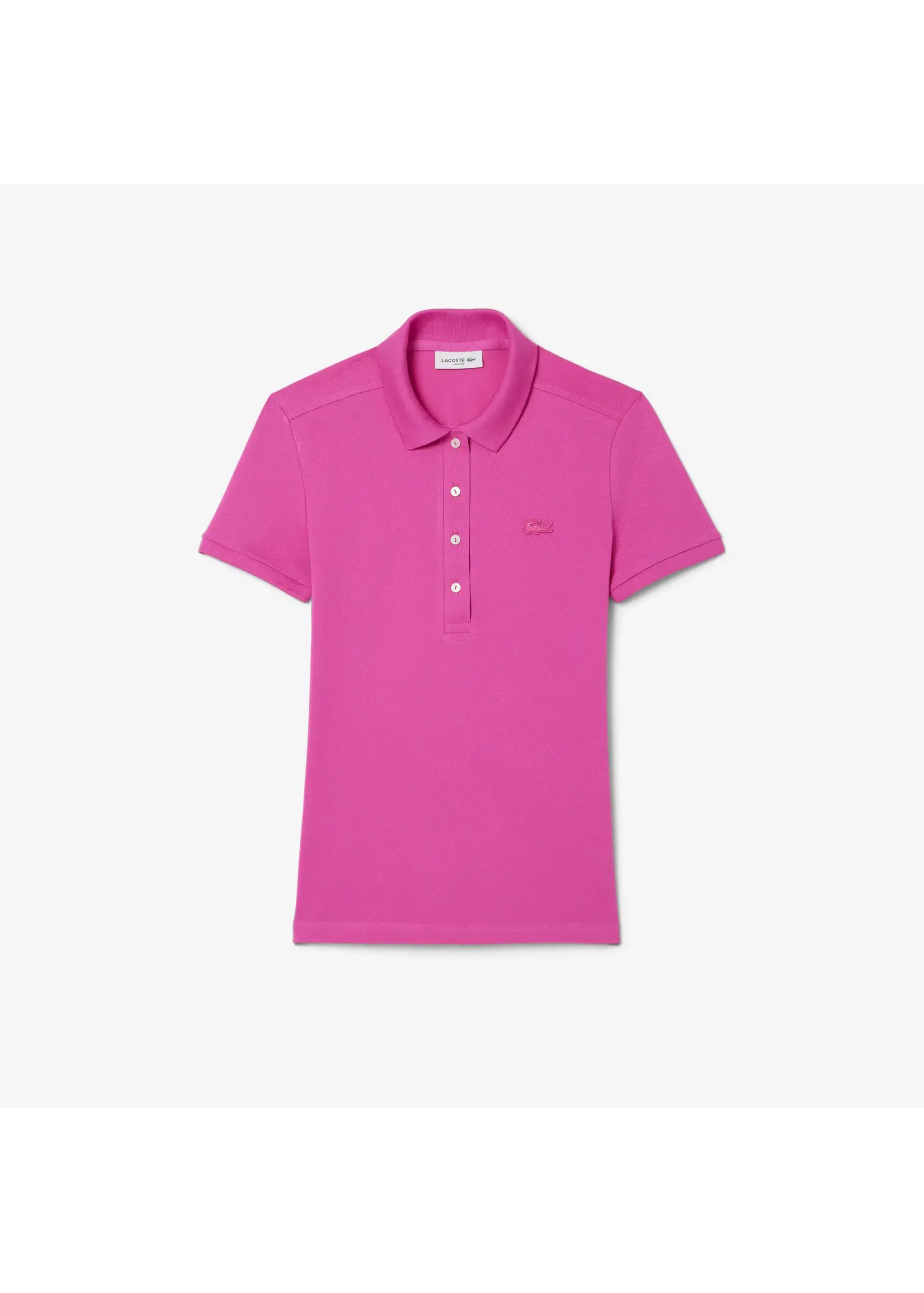LACOSTE Polo L.12.D slim fit en mini piqué stretch pour femme-Rose