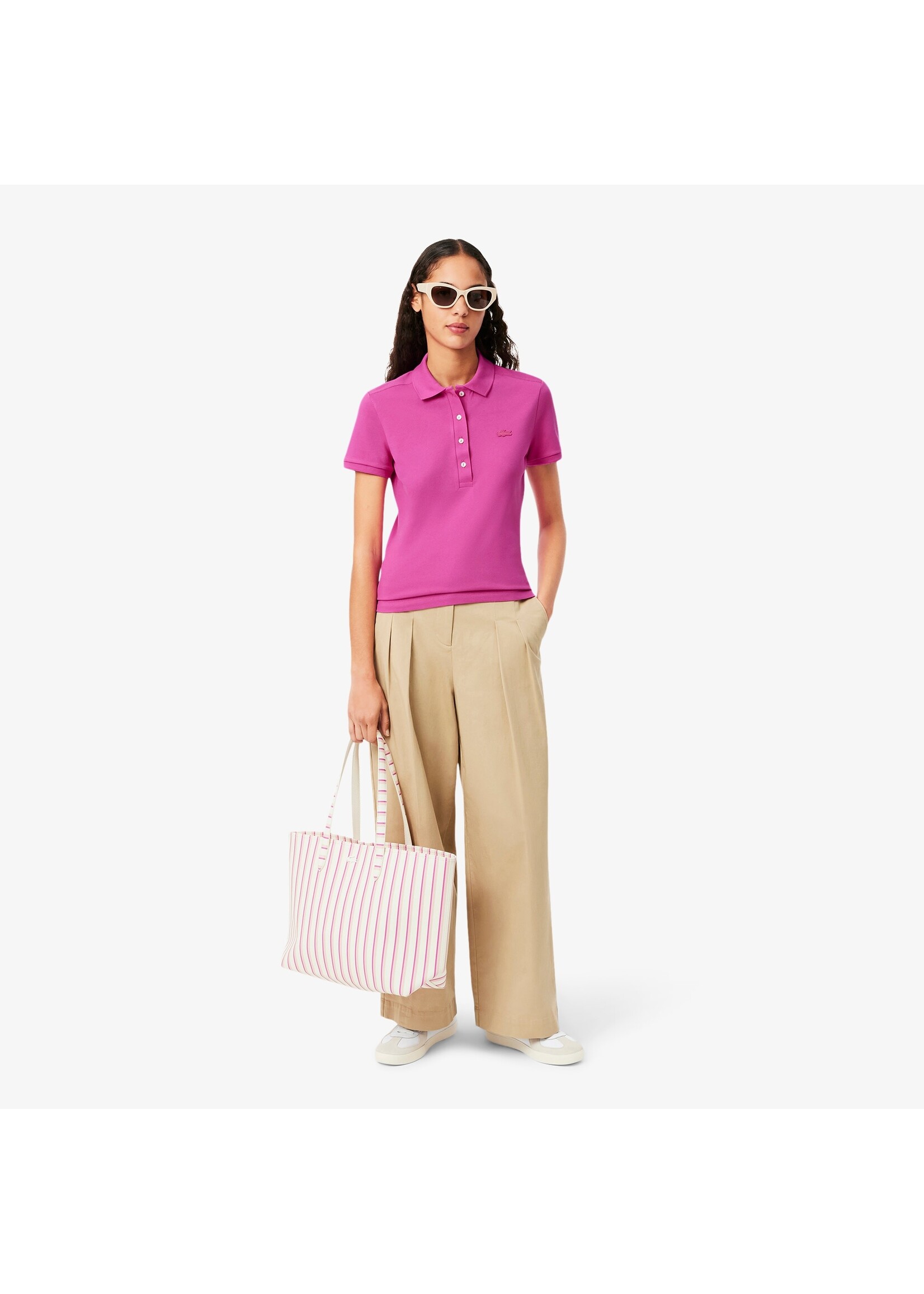 LACOSTE Women's L.12.D Slim Fit Stretch Mini Piqué Polo