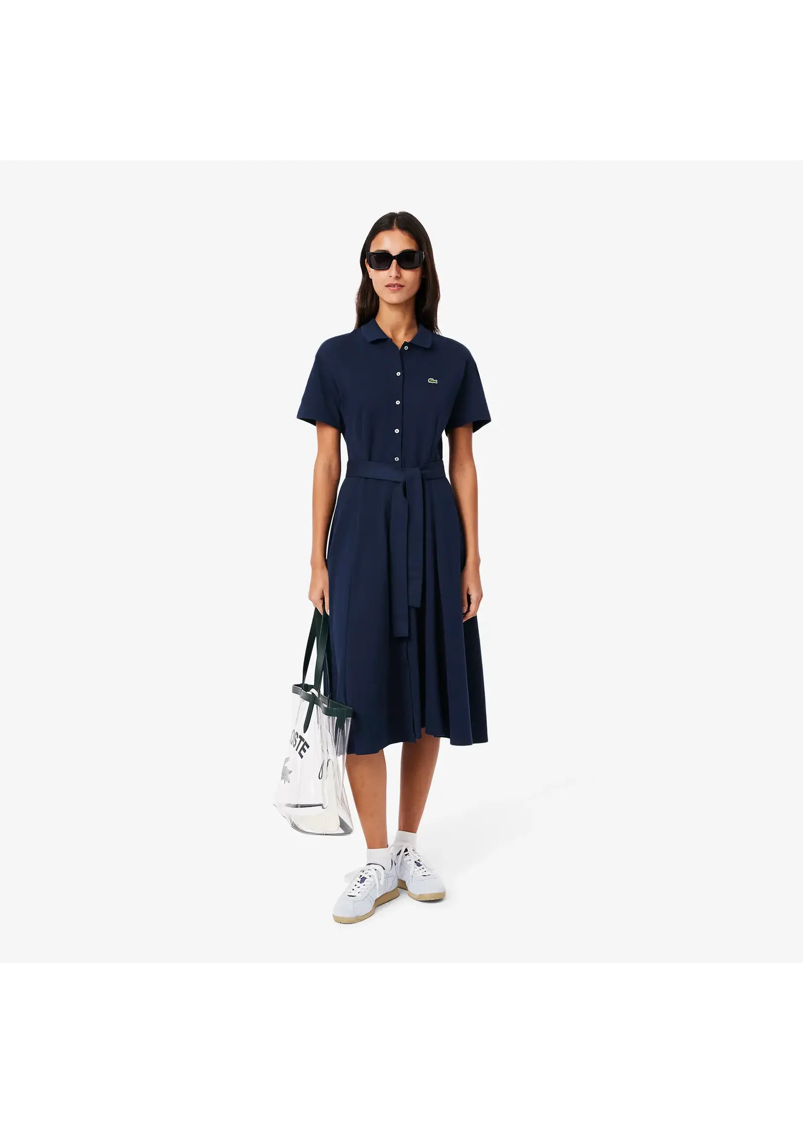LACOSTE Women's Flared Mini-Piqué Polo Dress