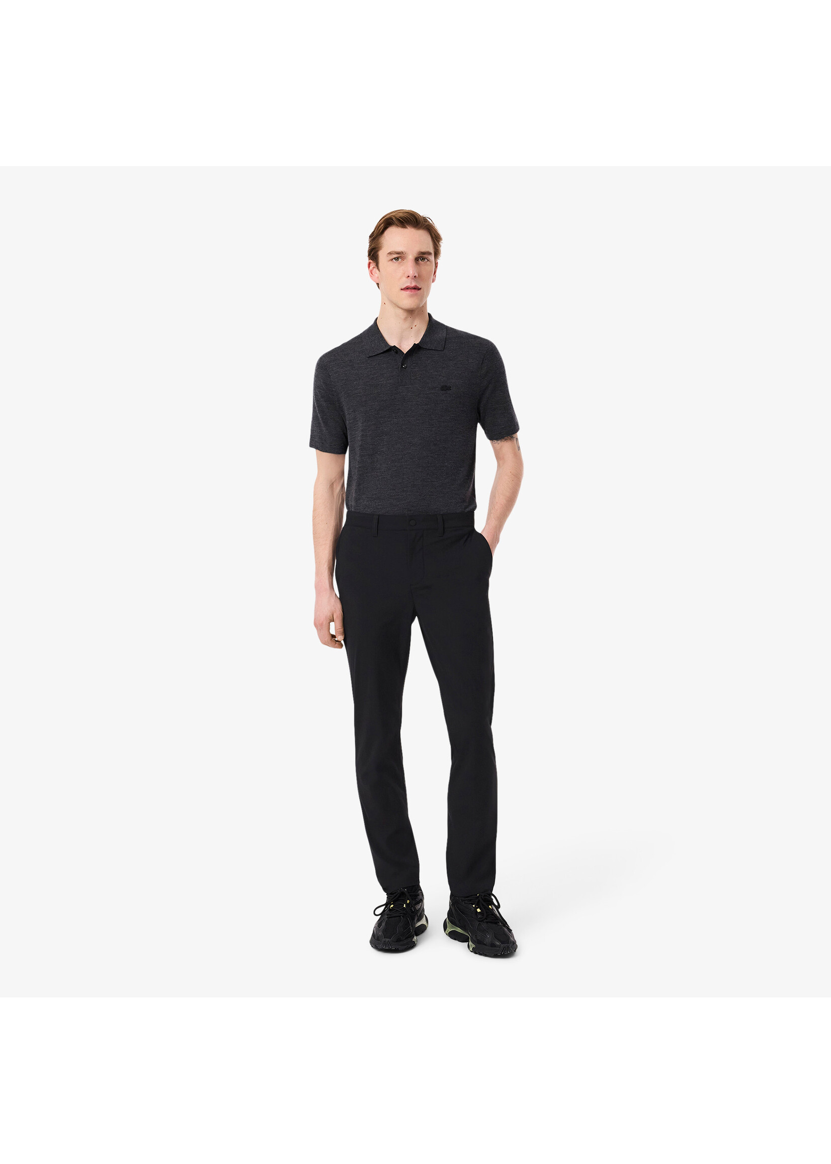 LACOSTE Pantalon en coton stretch coupe slim pour homme-Noir