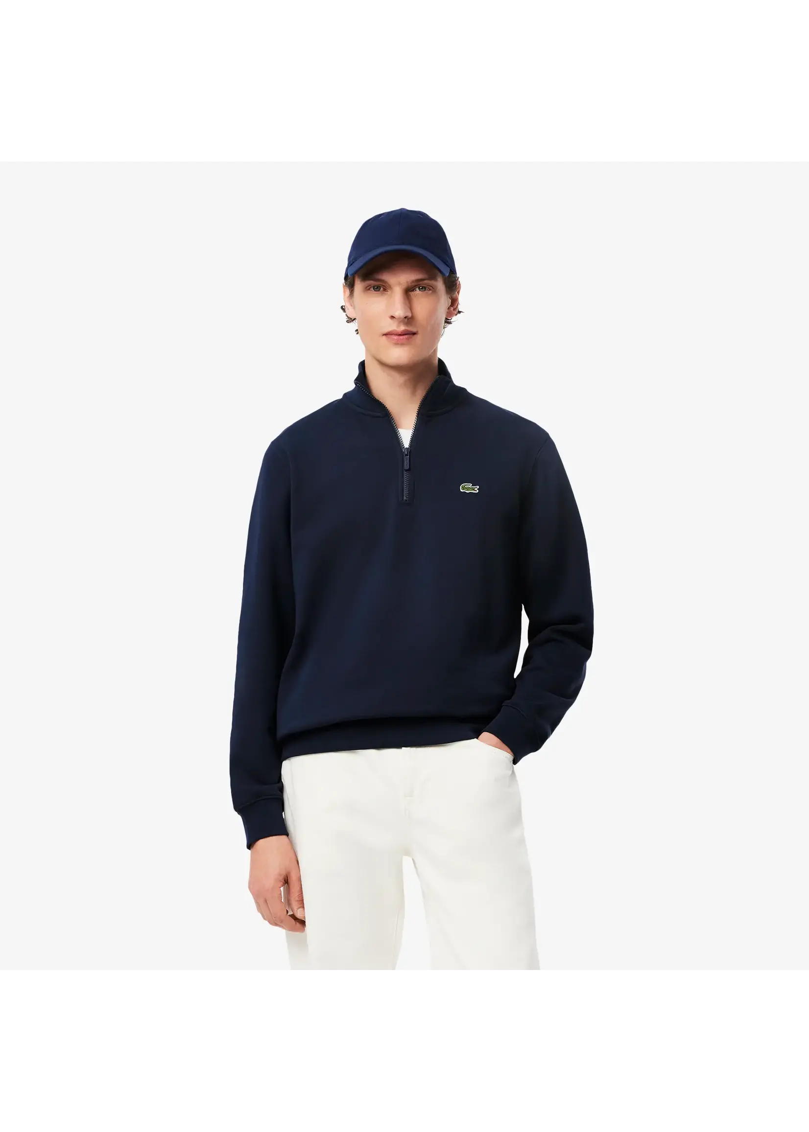 LACOSTE Sweatshirt col montant zippé molleton pour homme - 2 couleurs disponibles