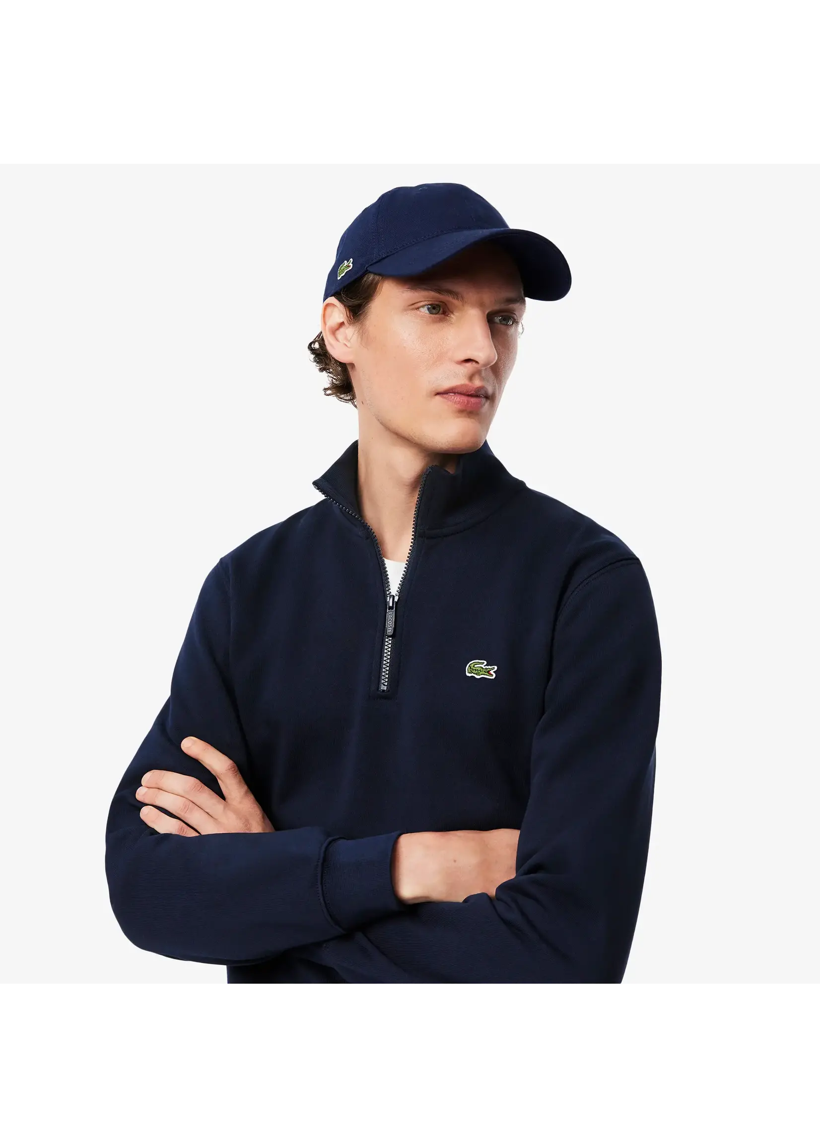 LACOSTE Sweatshirt col montant zippé molleton pour homme - 2 couleurs disponibles