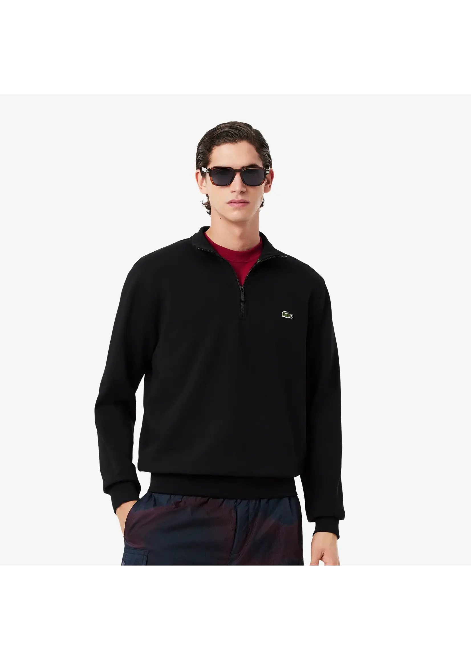 LACOSTE Sweatshirt col montant zippé molleton pour homme - 2 couleurs disponibles