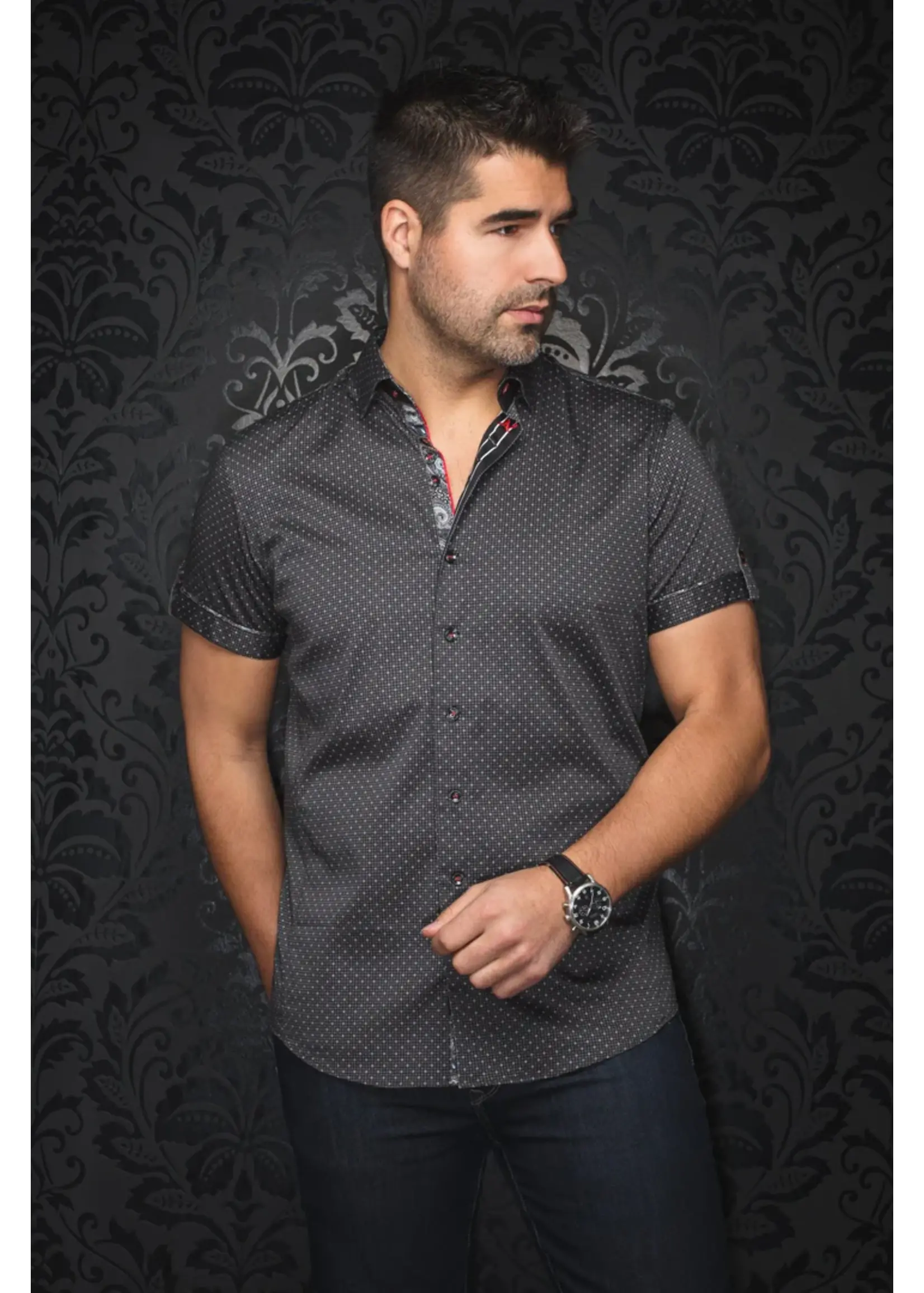 AU NOIR Chemise à manches courtes en coton extensible Faro - 6 couleurs disponibles
