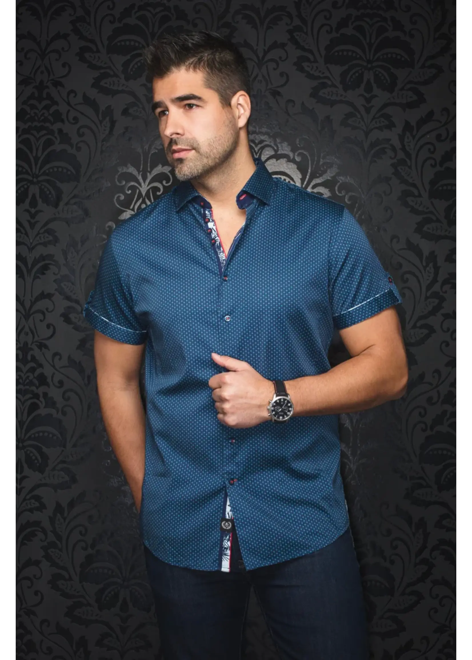 AU NOIR Chemise à manches courtes en coton extensible Faro - 6 couleurs disponibles