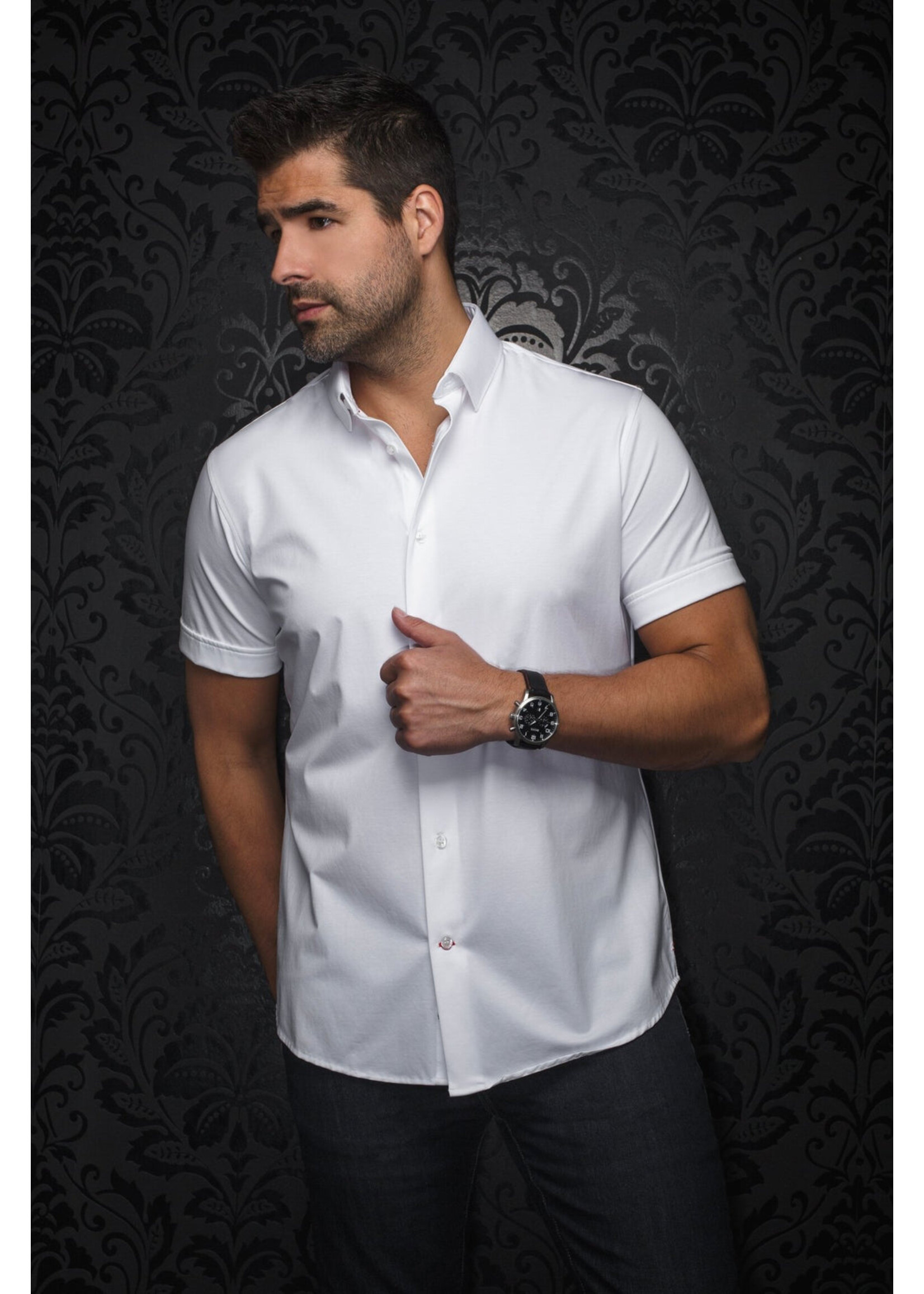 AU NOIR Chemise unie extensible manches courtes Alex-SLD - 5 couleurs disponibles