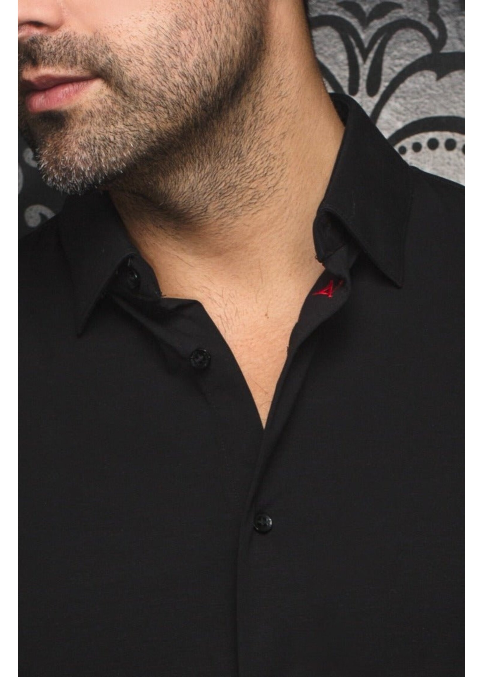 AU NOIR Chemise unie extensible manches courtes Alex-SLD - 5 couleurs disponibles