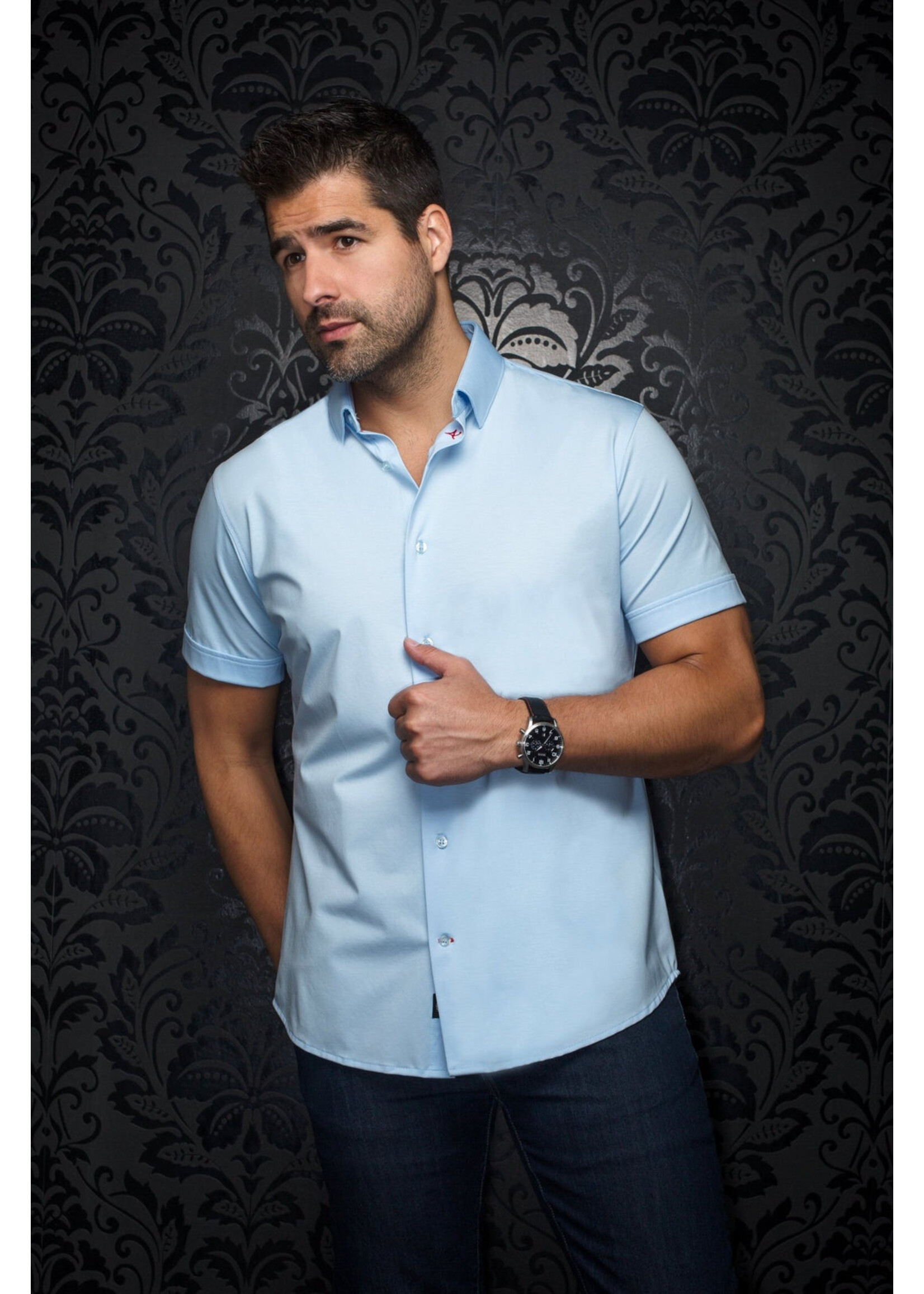 AU NOIR Chemise unie extensible manches courtes Alex-SLD - 5 couleurs disponibles