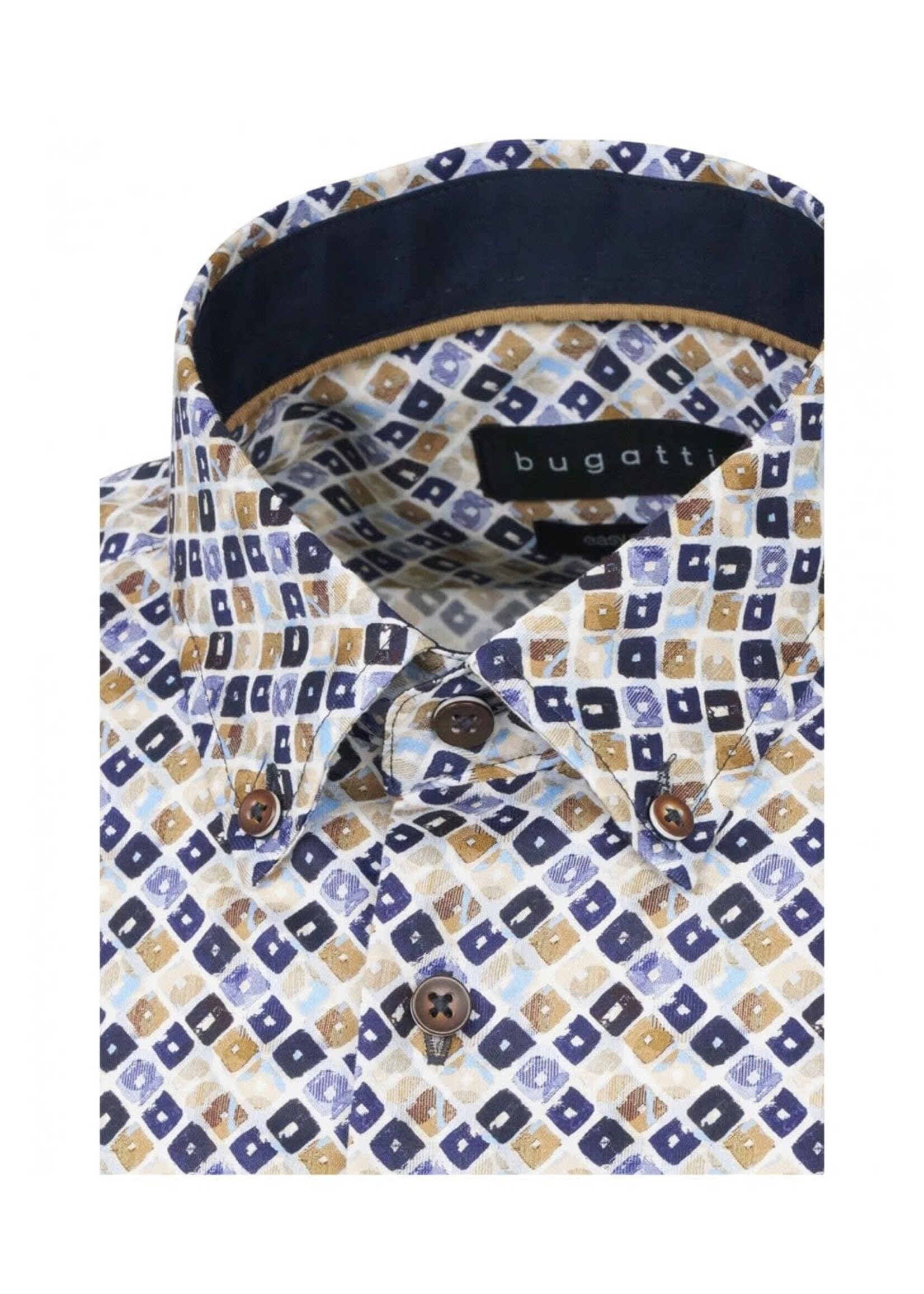 BUGATTI Chemise ML Bugatti imprimée losanges à boutons au col