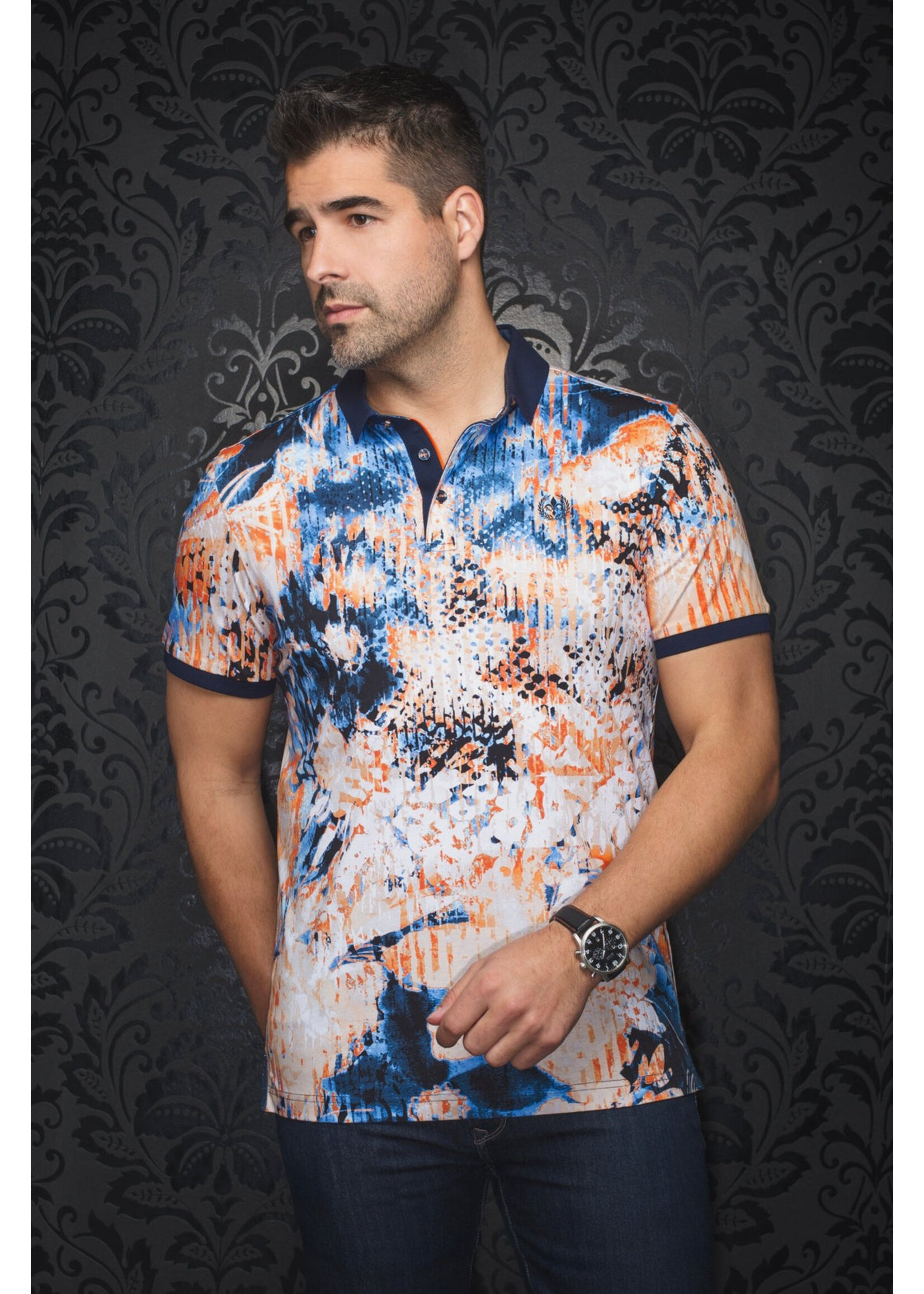 AU NOIR Polo imprimé en coton mercerisé Harper - 2 couleurs disponibles