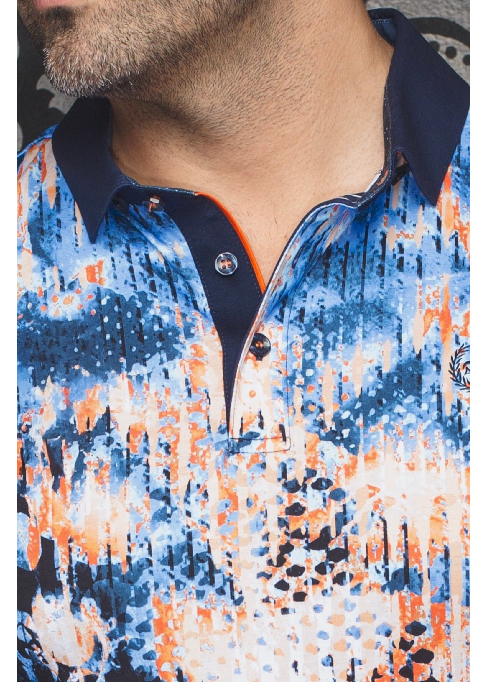 AU NOIR Polo imprimé en coton mercerisé Harper - 2 couleurs disponibles