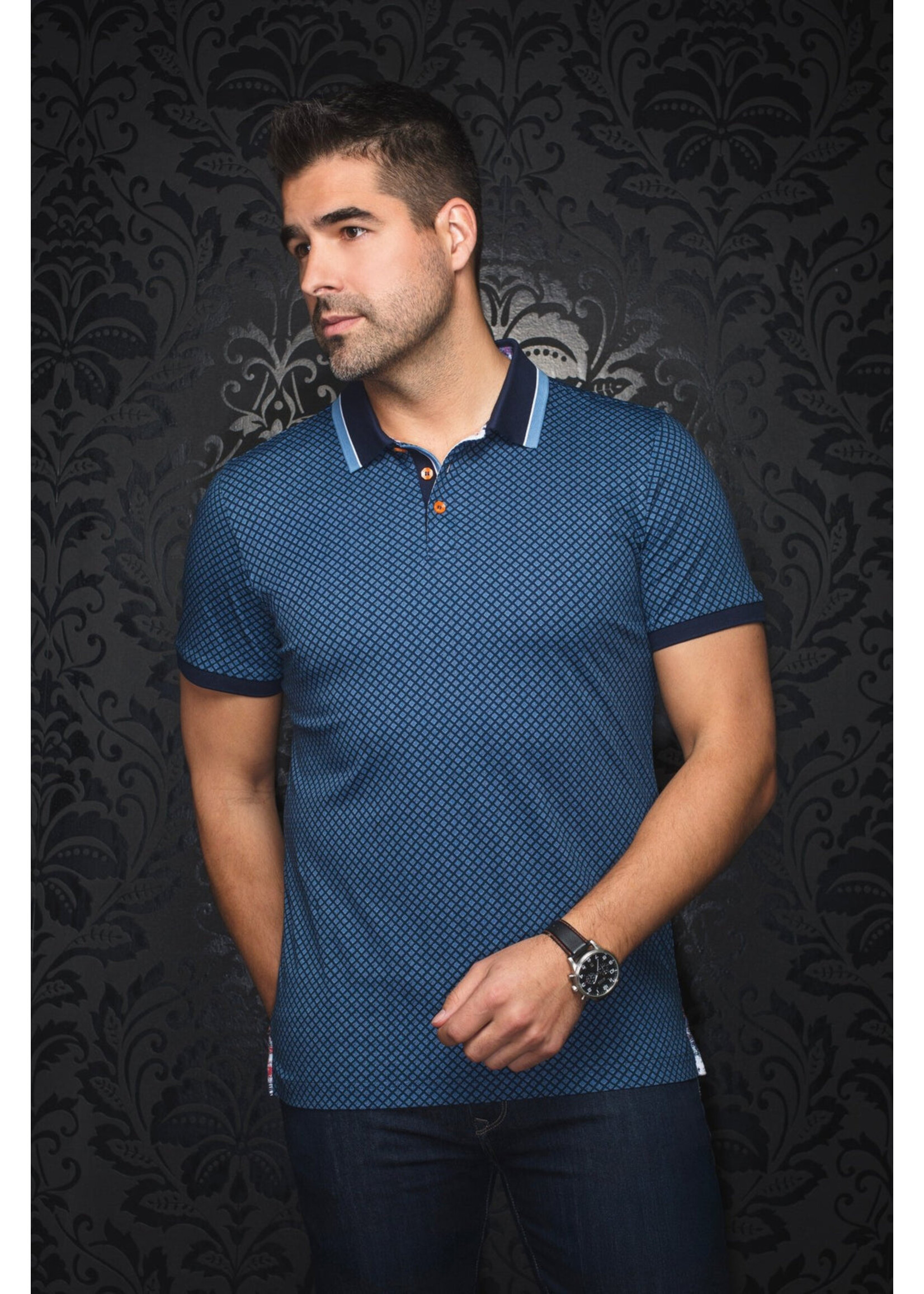 AU NOIR Polo imprimé en coton mercerisé Fairmont - 6 couleurs disponibles