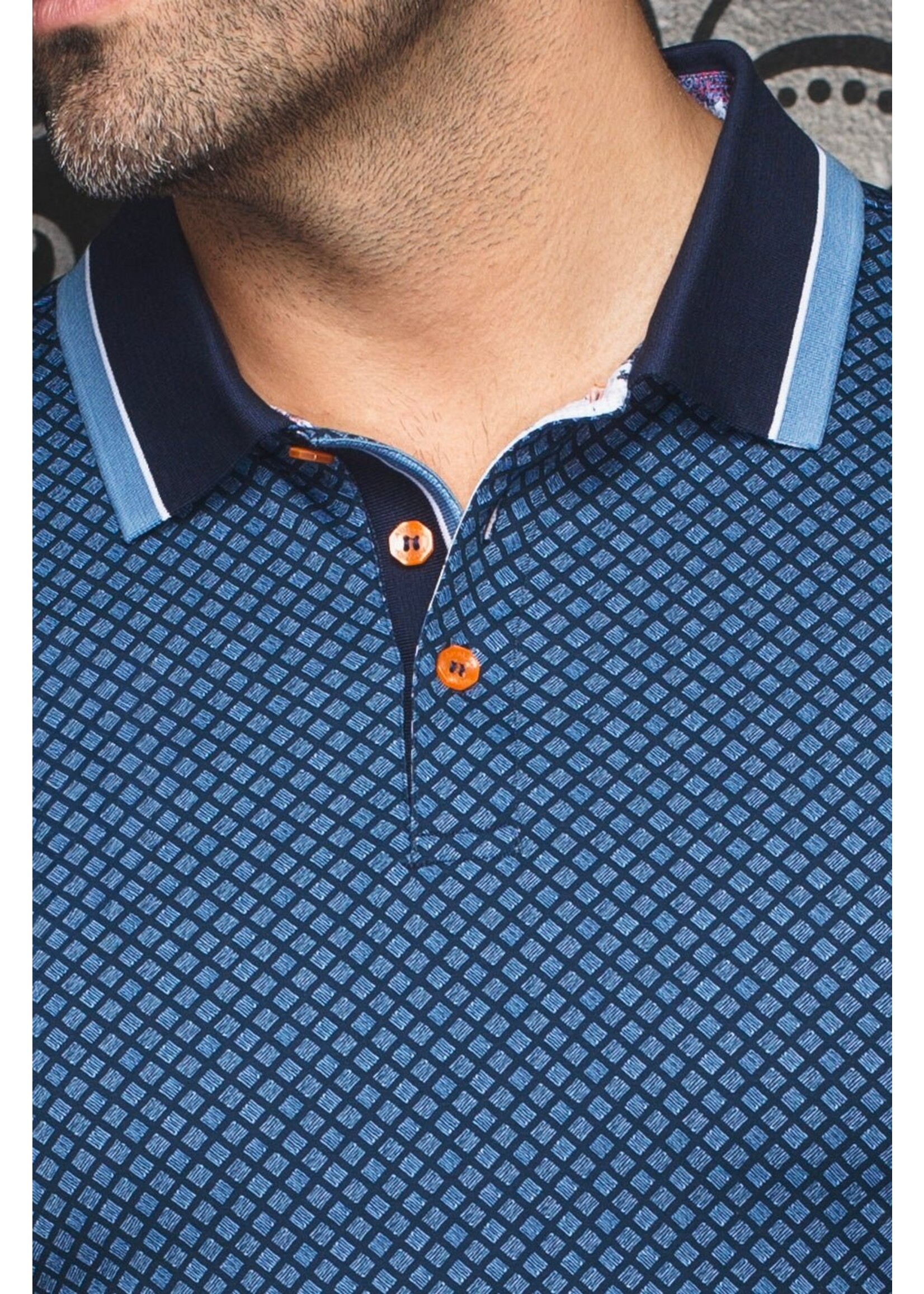 AU NOIR Polo imprimé en coton mercerisé Fairmont - 6 couleurs disponibles