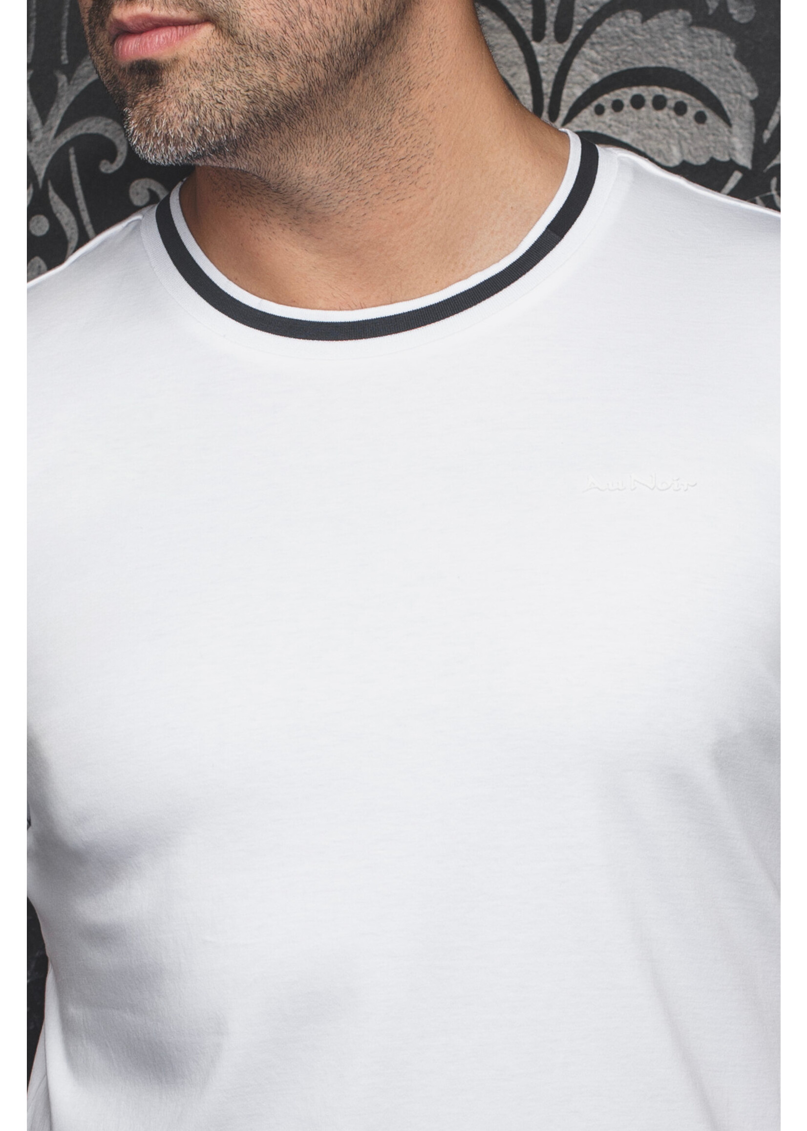 AU NOIR T-shirt col rond en coton mercerisé pour homme C-Harden - Blanc Noir