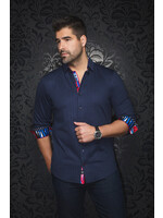AU NOIR Chemise à manches longues en coton extensible Capazza - Marine