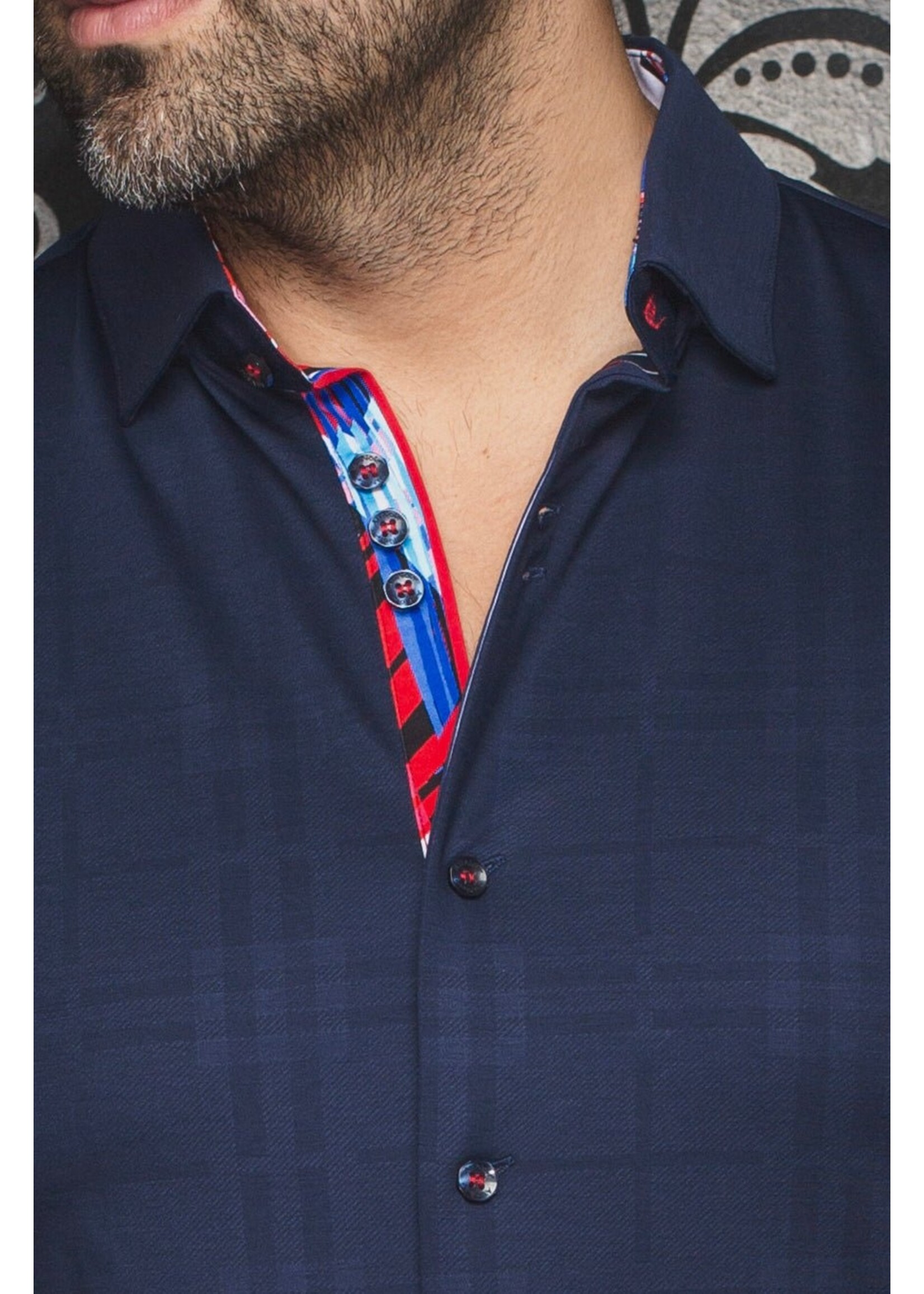 AU NOIR Chemise à manches longues en coton extensible Capazza - Marine