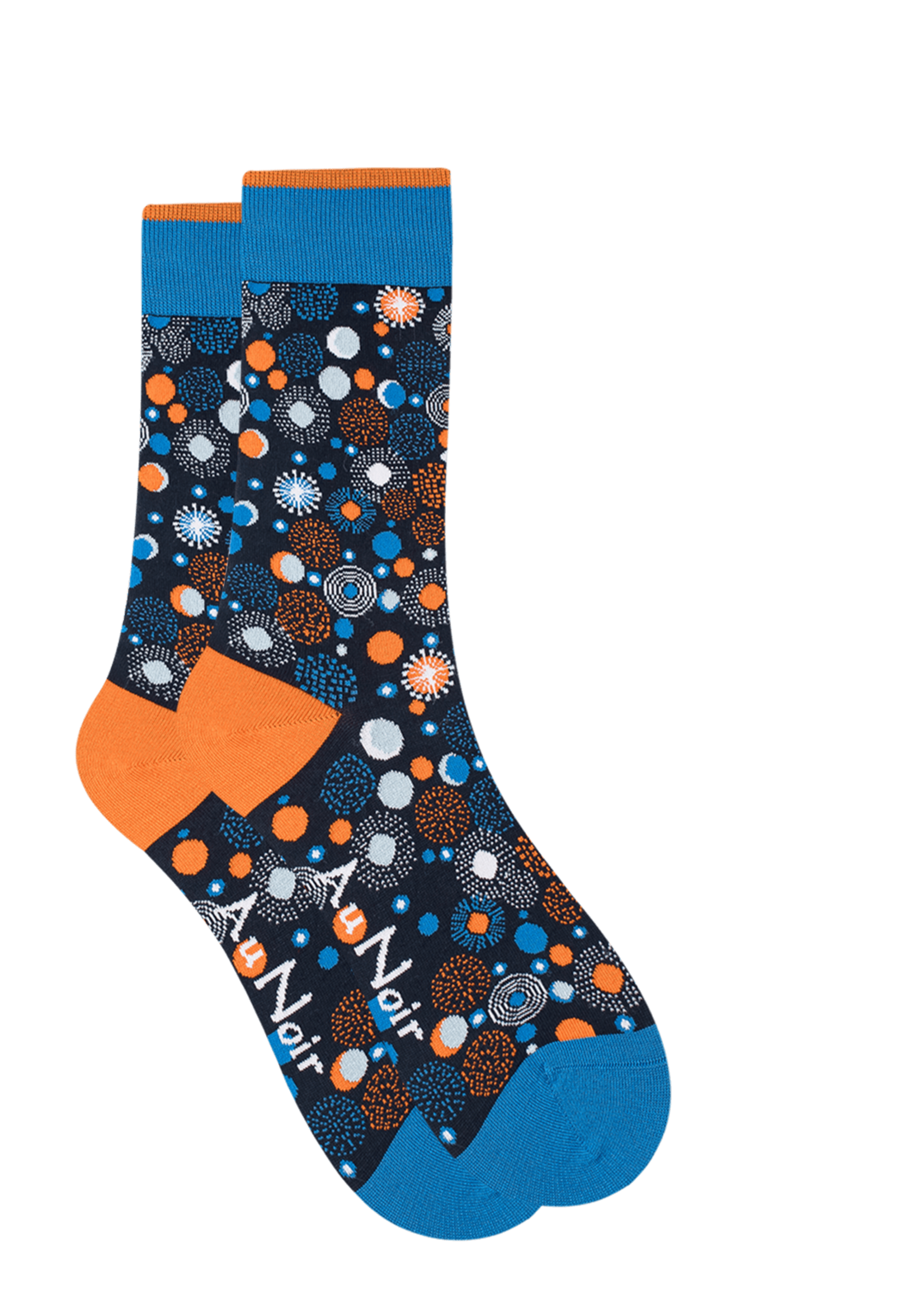AU NOIR Chaussettes colorées en coton (paire) pour homme-Marine/Orange