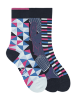 AU NOIR Chaussettes colorées (pqt 3) pour homme-Bleu Rose