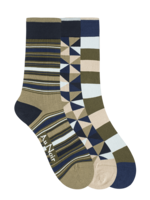 AU NOIR Chaussettes colorées (pqt 3) pour homme-Olive Pierre