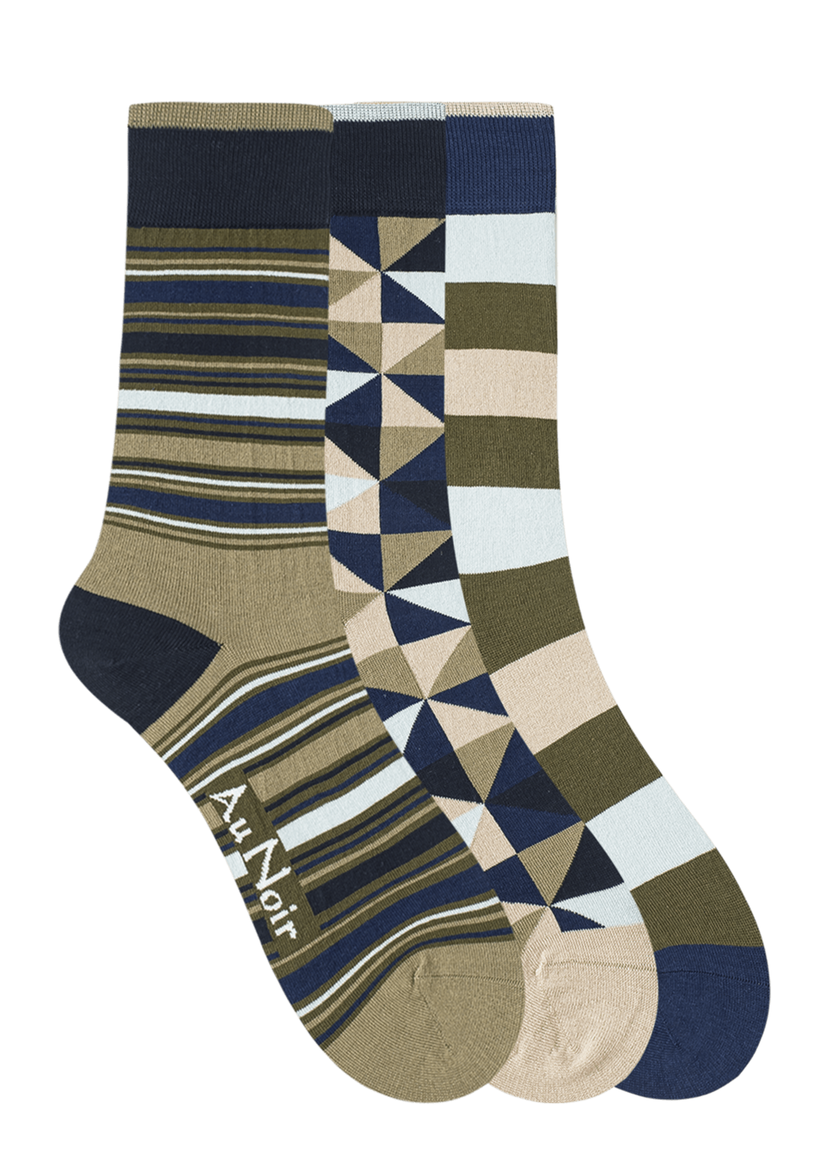 AU NOIR Chaussettes colorées (pqt 3) pour homme-Olive Pierre