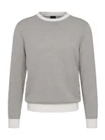 BUGATTI Chandail ML à col rond en tricot de coton-Écru