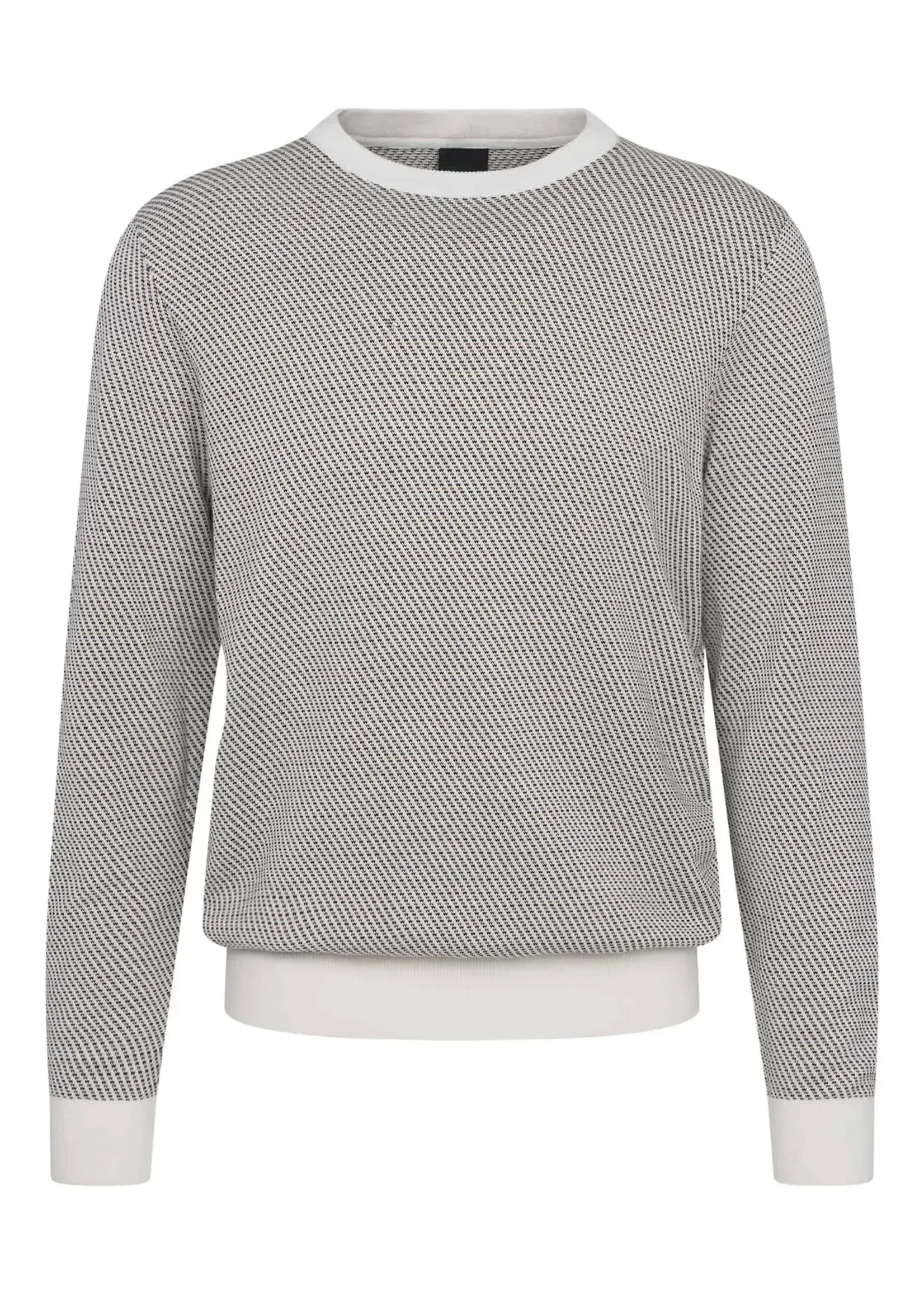 BUGATTI Chandail ML à col rond en tricot de coton-Écru