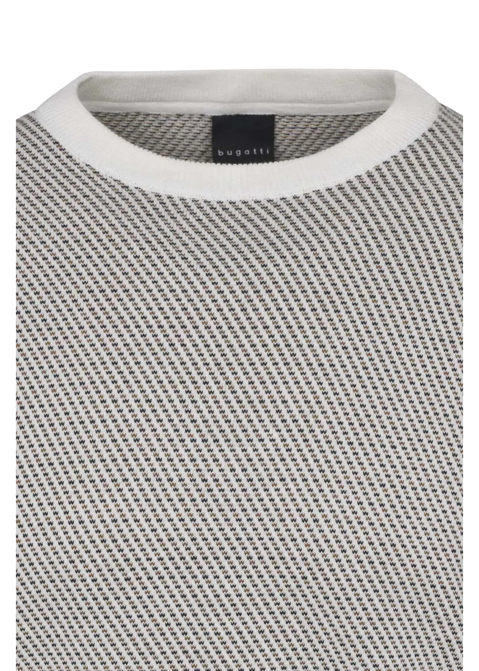 BUGATTI Chandail ML à col rond en tricot de coton-Écru