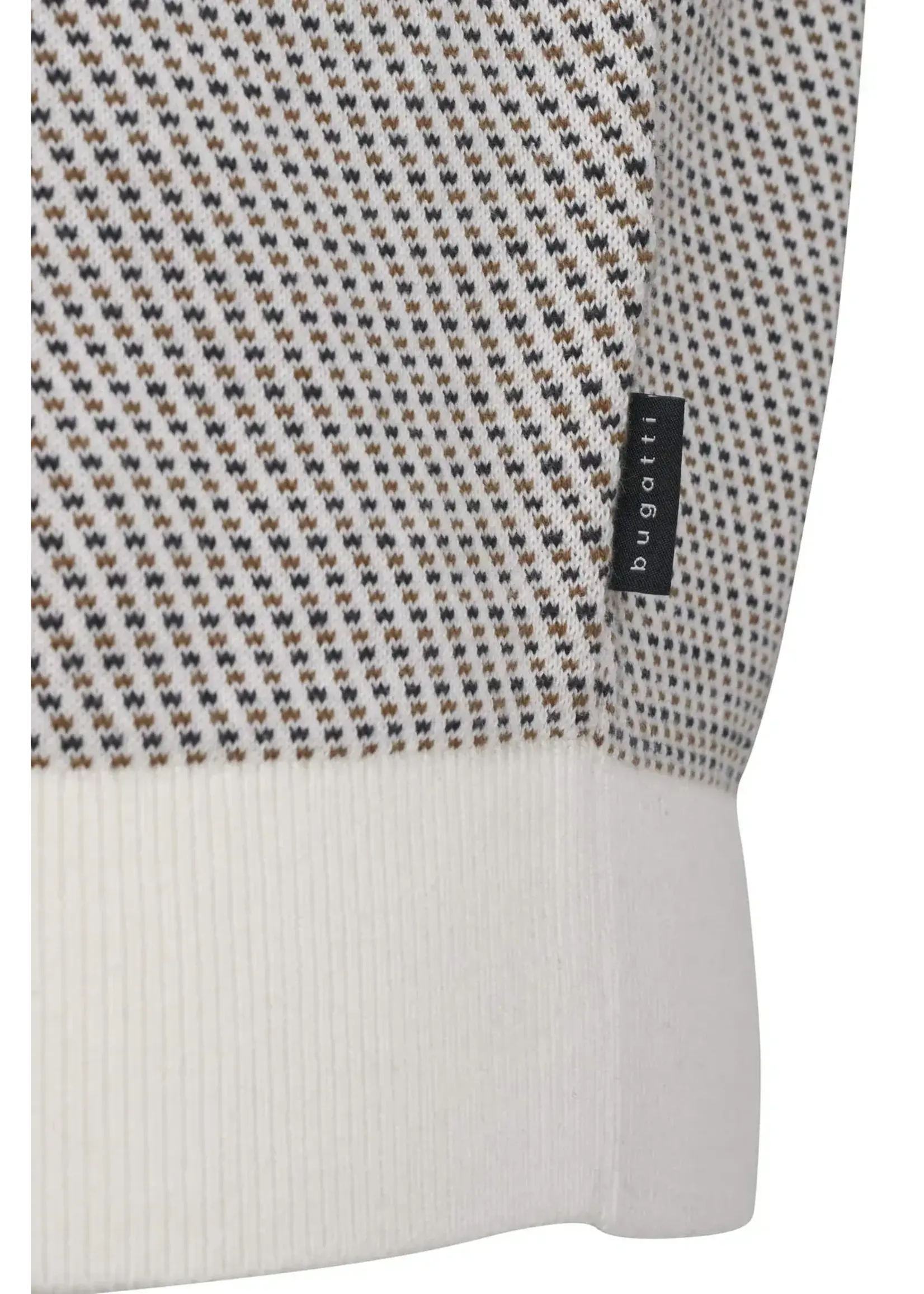 BUGATTI Chandail ML à col rond en tricot de coton-Écru